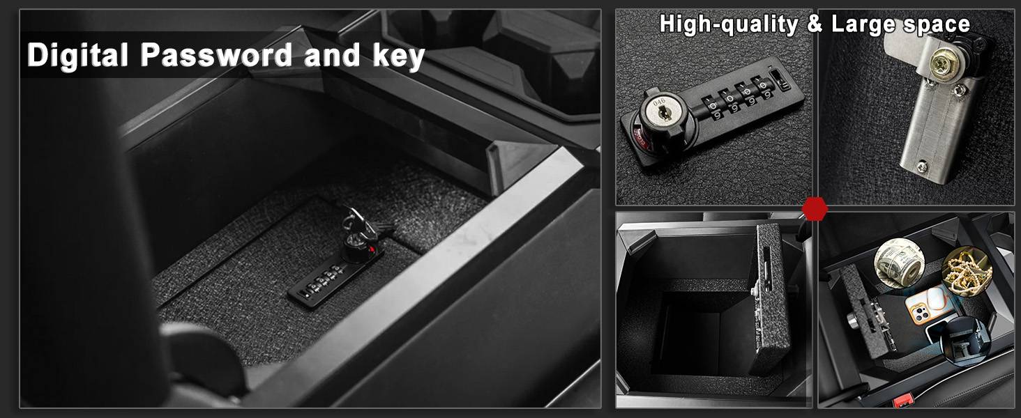 Tesla Cybertruck No more worrying about losing valuables-Center Console Safe LockBox for Cybertruck 画板 4