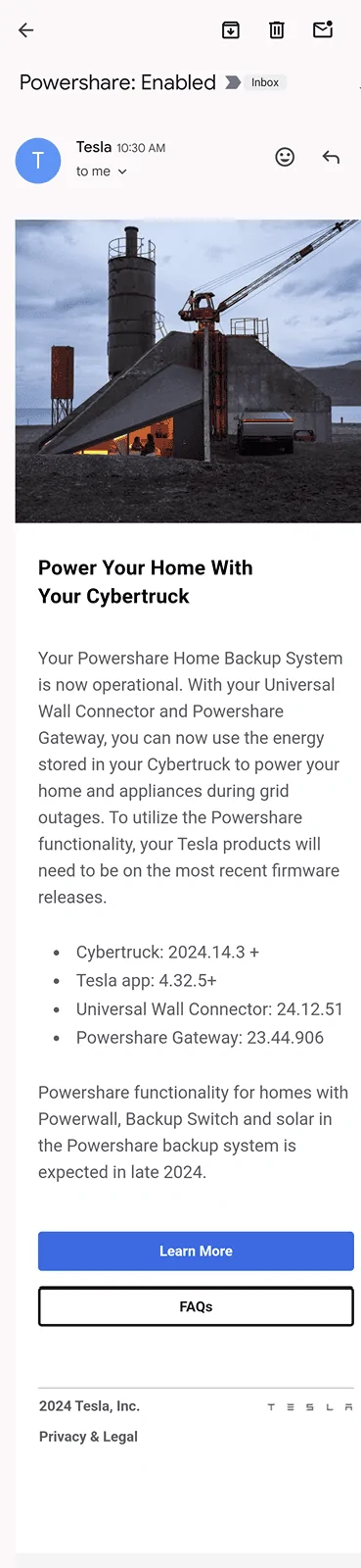 Tesla Roadster 2nd gen Powershare is Activated / Enabled 1000001389