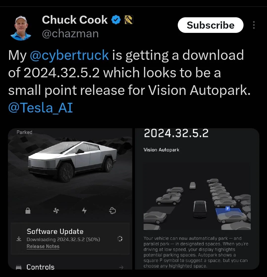 Tesla Roadster 2nd gen New AUTOPARK point release being pushed (2024.32.5.2) 1000047407