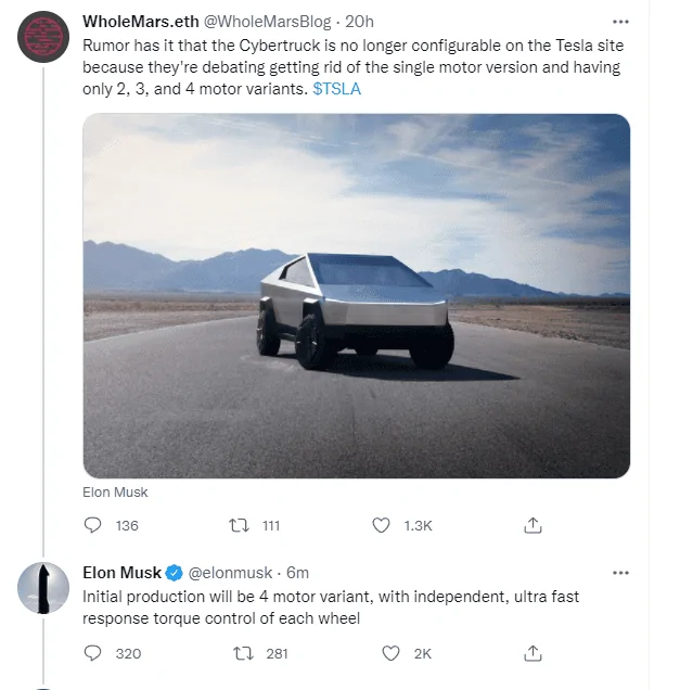 Tesla Cybertruck ? Quad Motor Cybertruck and Crab Walk (Independent Front & Rear Wheel Steering) Confirmed!! 1638547416117