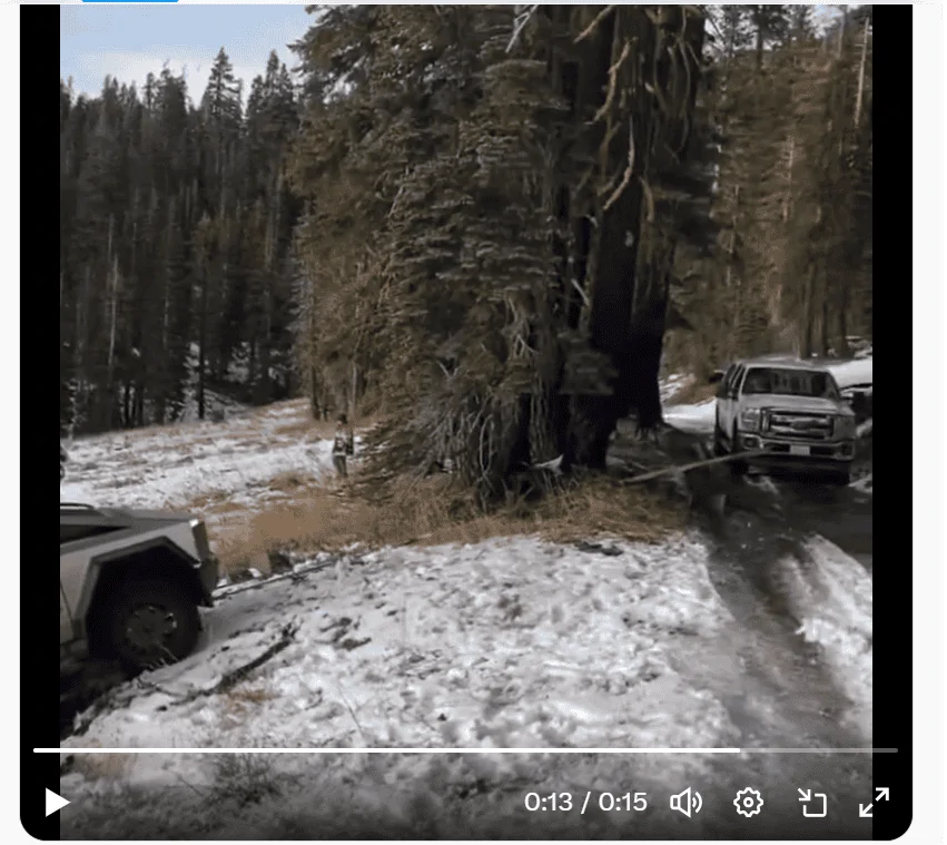 Tesla Roadster 2nd gen Ford rescues CyberTruck in the snow 1702361802602