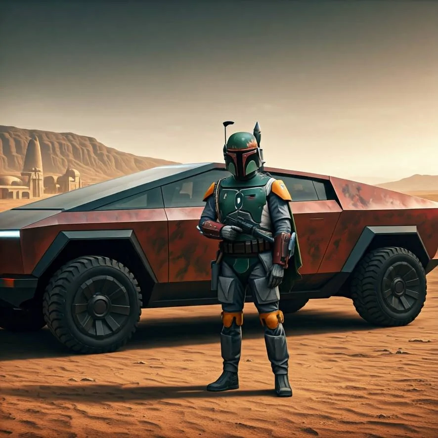 Tesla Roadster 2nd gen May the Force be with you! Custom printed Star Wars x Rust themed Cybertruck wrap by T Sportline 1727806438793-kt