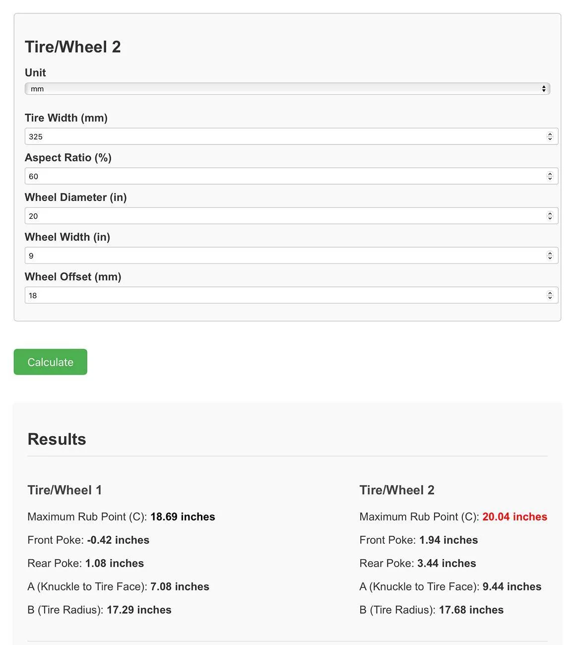 Tesla Cybertruck Cybertruck Tire Rub / Maximum Tire Clearance Calculator -- Claude AI Built 1729002115905-jf