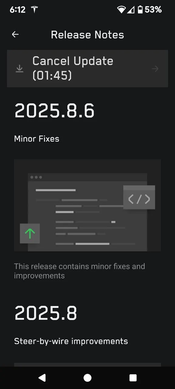 Tesla Roadster 2nd gen 2025.8.6 Update downloading now 1743632169730-m