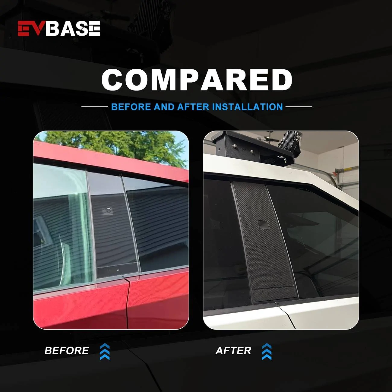 Tesla Cybertruck B-Pillar / C-Pillar PPF Film for Cybertruck Door Trim Wrap Protection Carbon Fiber Film [EVBASE]  2