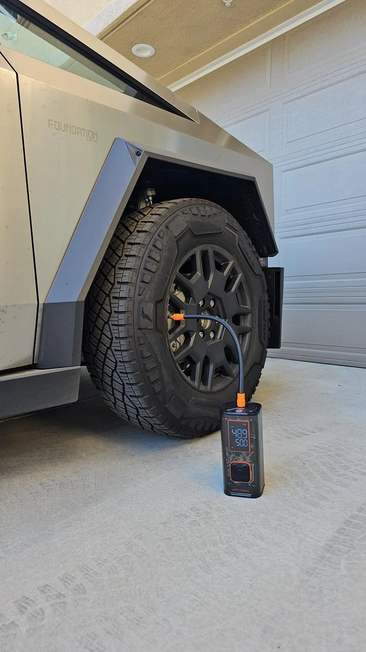 Tesla Roadster 2nd gen Wolfbox MegaFlow Tire Inflator Review 20240731_173747