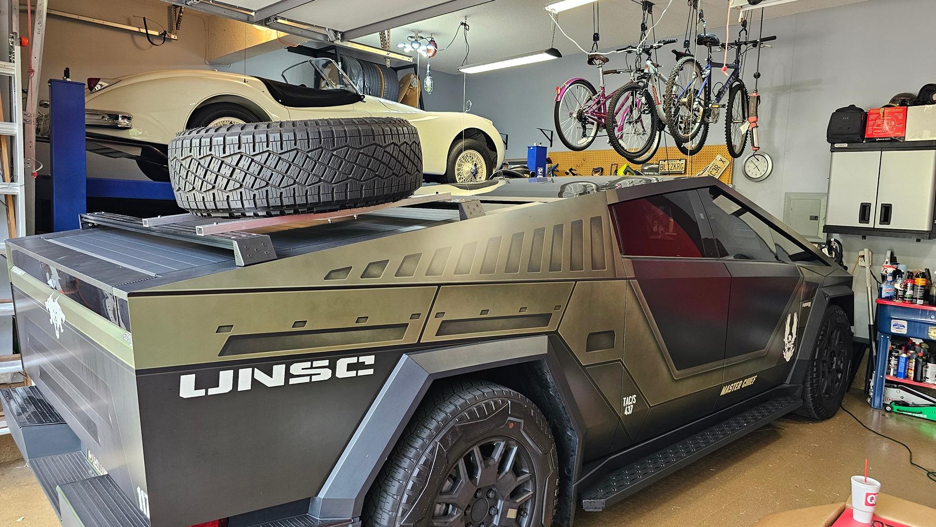 Tesla Cybertruck DIY built Baja Tire Rack 20240824_165308