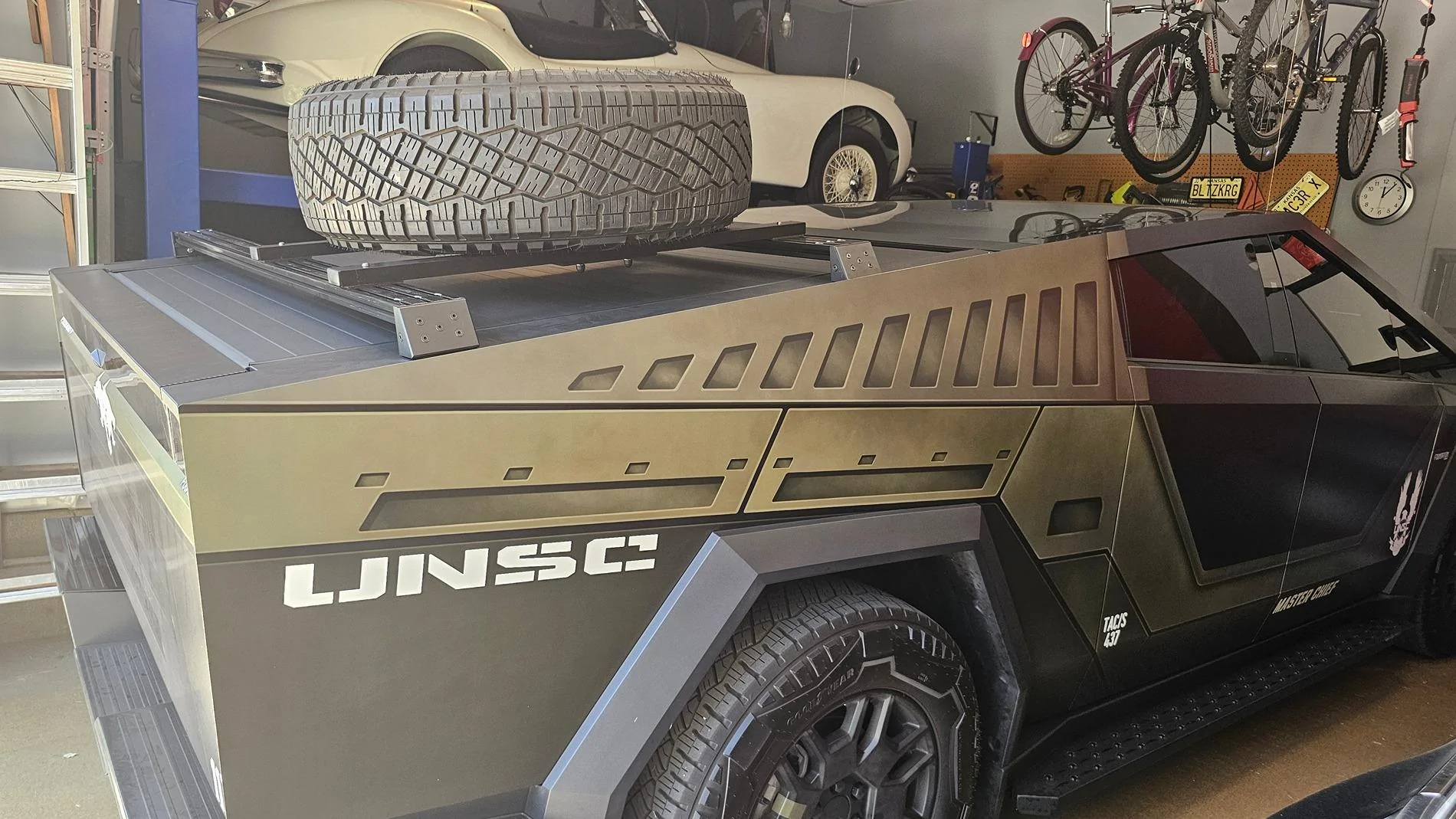 Tesla Cybertruck DIY built Baja Tire Rack 20240827_120631