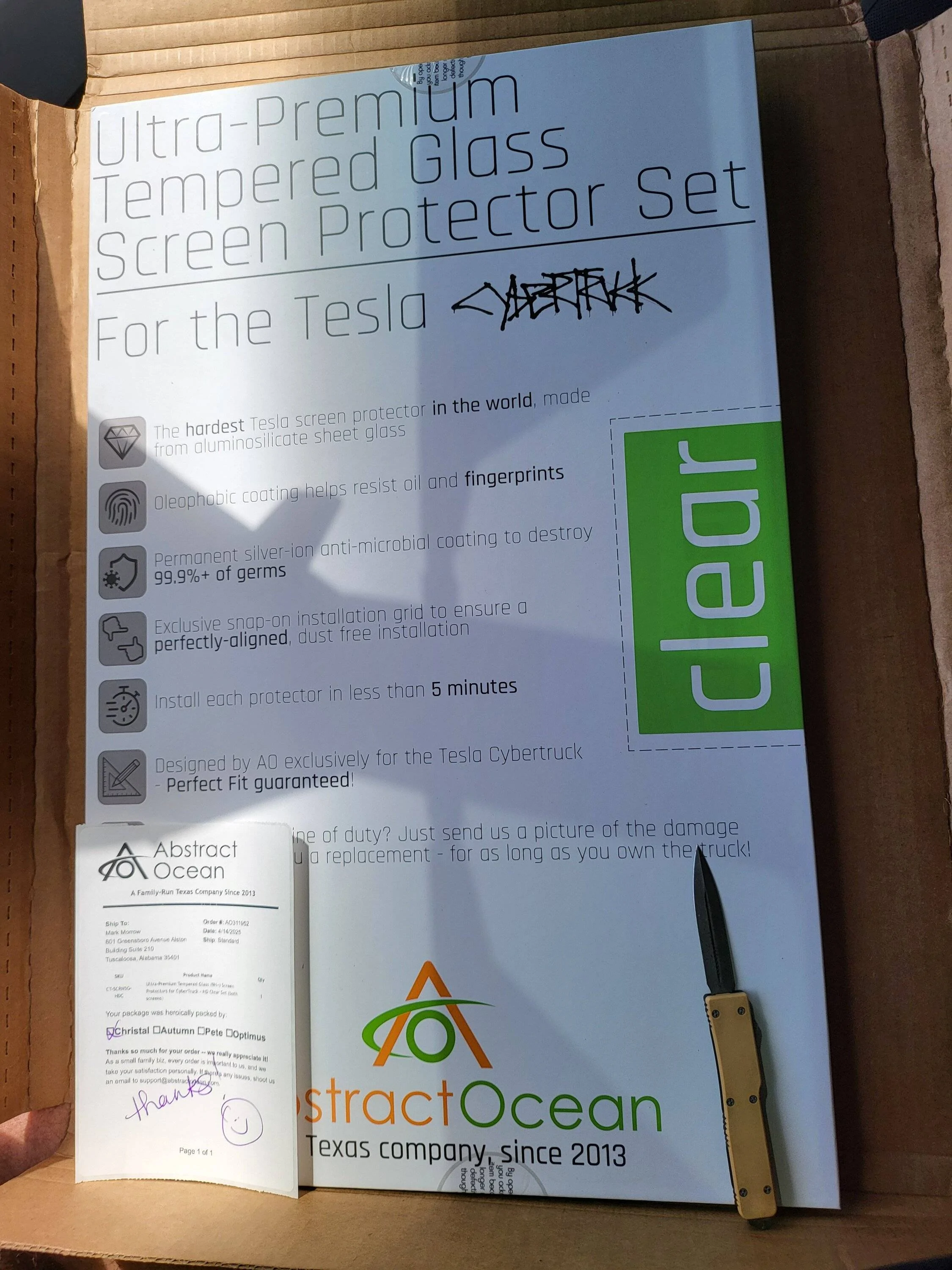Tesla Roadster 2nd gen Abstract Ocean Ultra Premium Tempered Glass Screen Protector Installed! 20250427_130700