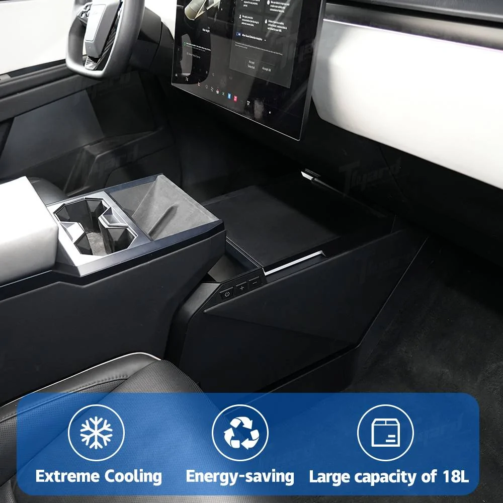 Tesla Cybertruck 𝗖𝘆𝗯𝗲𝗿𝘁𝗿𝘂𝗰𝗸 𝟭𝟴𝗟 𝗖𝗲𝗻𝘁𝗲𝗿 𝗖𝗼𝗻𝘀𝗼𝗹𝗲 𝗥𝗲𝗳𝗿𝗶𝗴𝗲𝗿𝗮𝘁𝗼𝗿 𝗥𝗲𝘃𝗶𝗲𝘄 4