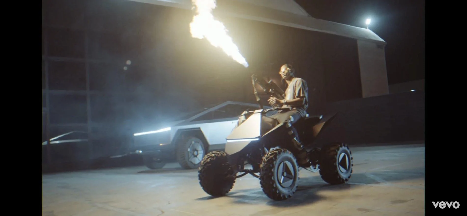 Tesla Cybertruck Cybertruck and CyberQuad in Travis Scott video B0F059AB-9044-4EB1-9631-95A4301F0F3C