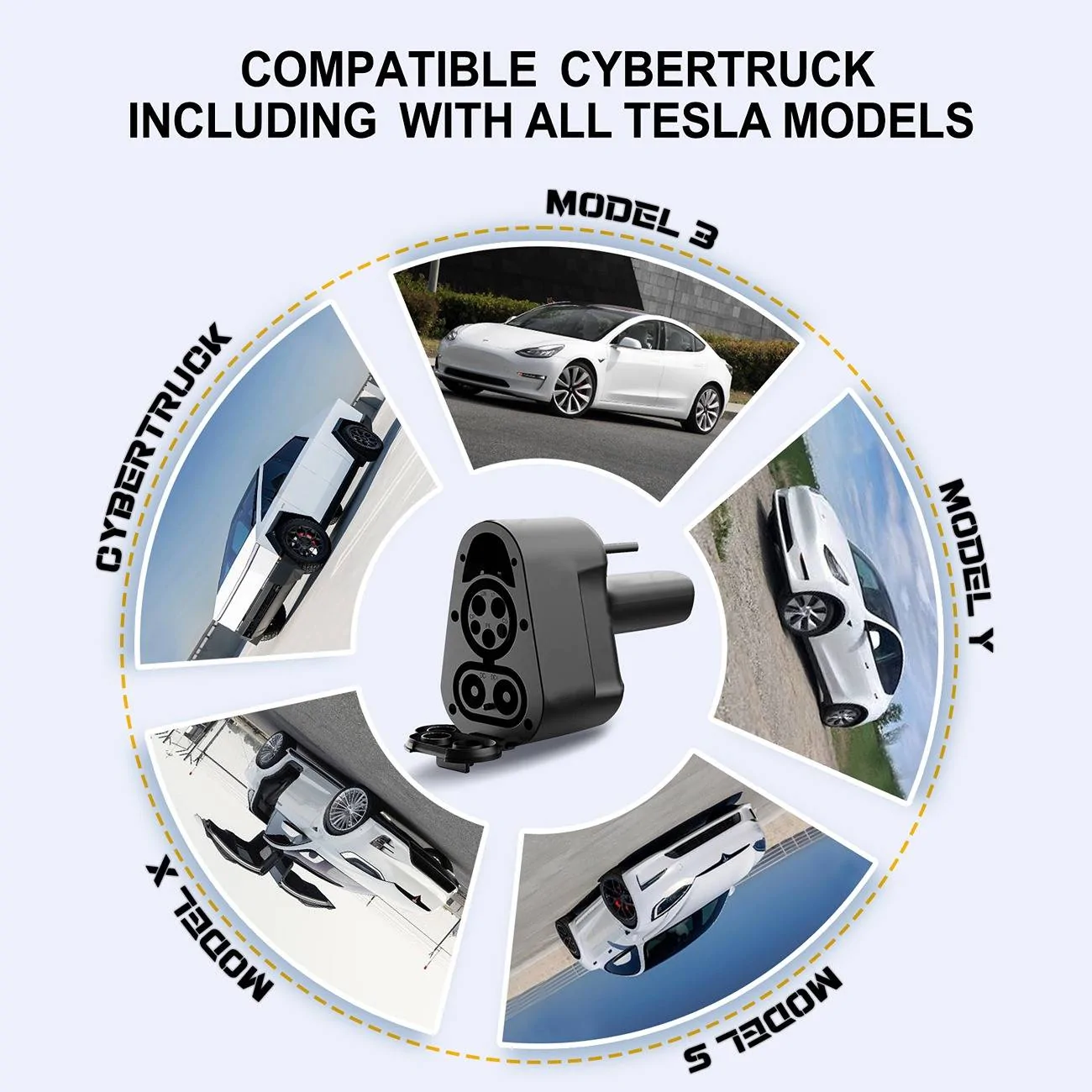 Tesla Cybertruck HANSSHOW CCS to Cybertruck and Tesla Adapter CCS1 x J1772 to Tesla Charger 250KW CCS Adapter