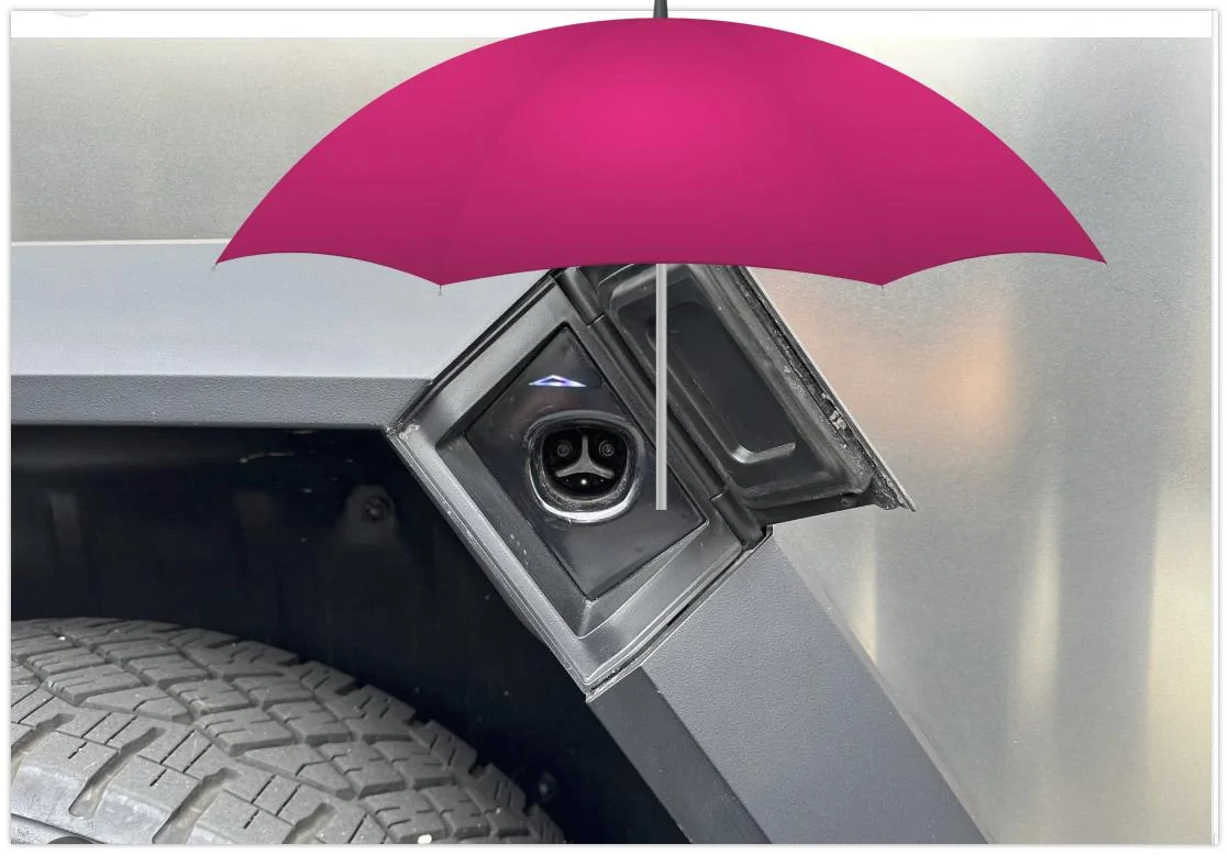 Tesla Roadster 2nd gen Water getting inside the charge port! charge umbrella