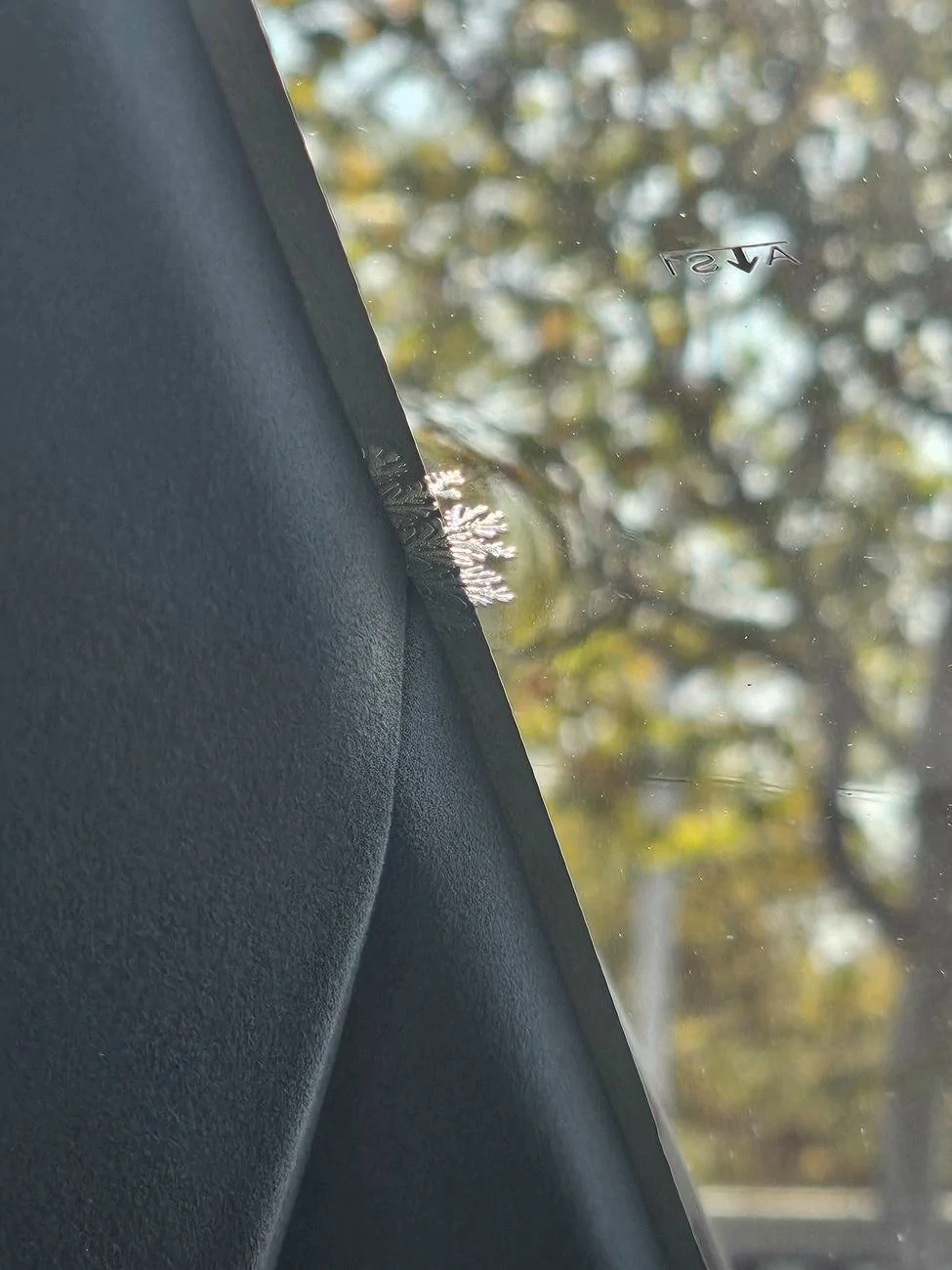 Tesla Roadster 2nd gen Windshield delamination? cT Windshield Delam 002