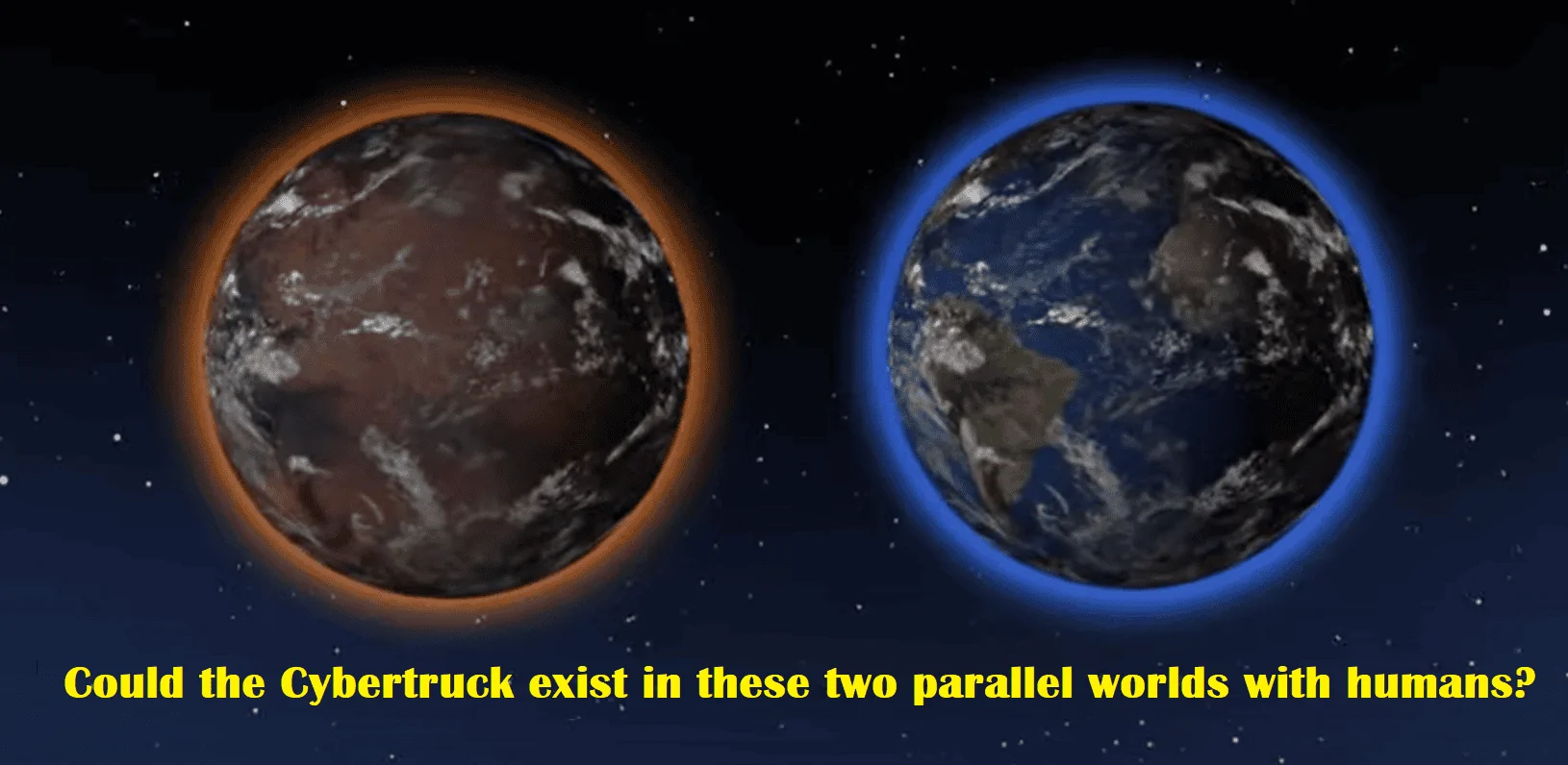 Tesla Roadster 2nd gen Cybertruck on Earth Vs. Mars Cybertruck and Mars