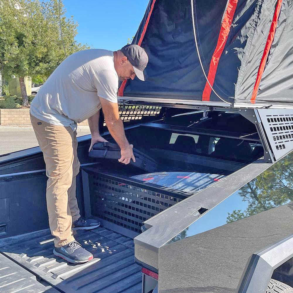 Tesla Cybertruck 💥CYBERTRUCKco - MOTO Bed Rack launched! 🏍️ cybertruck motorcycle bed rack with molle panels-8