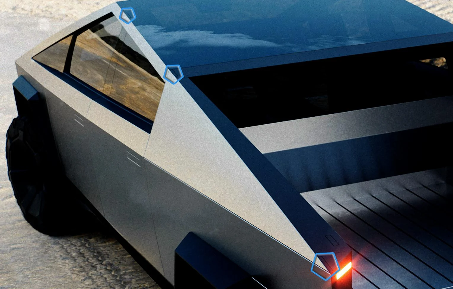 Tesla Roadster 2nd gen Full Length Roof-Bed Cargo Rack Concept Cybertruck-Roof_rack_attachment_points