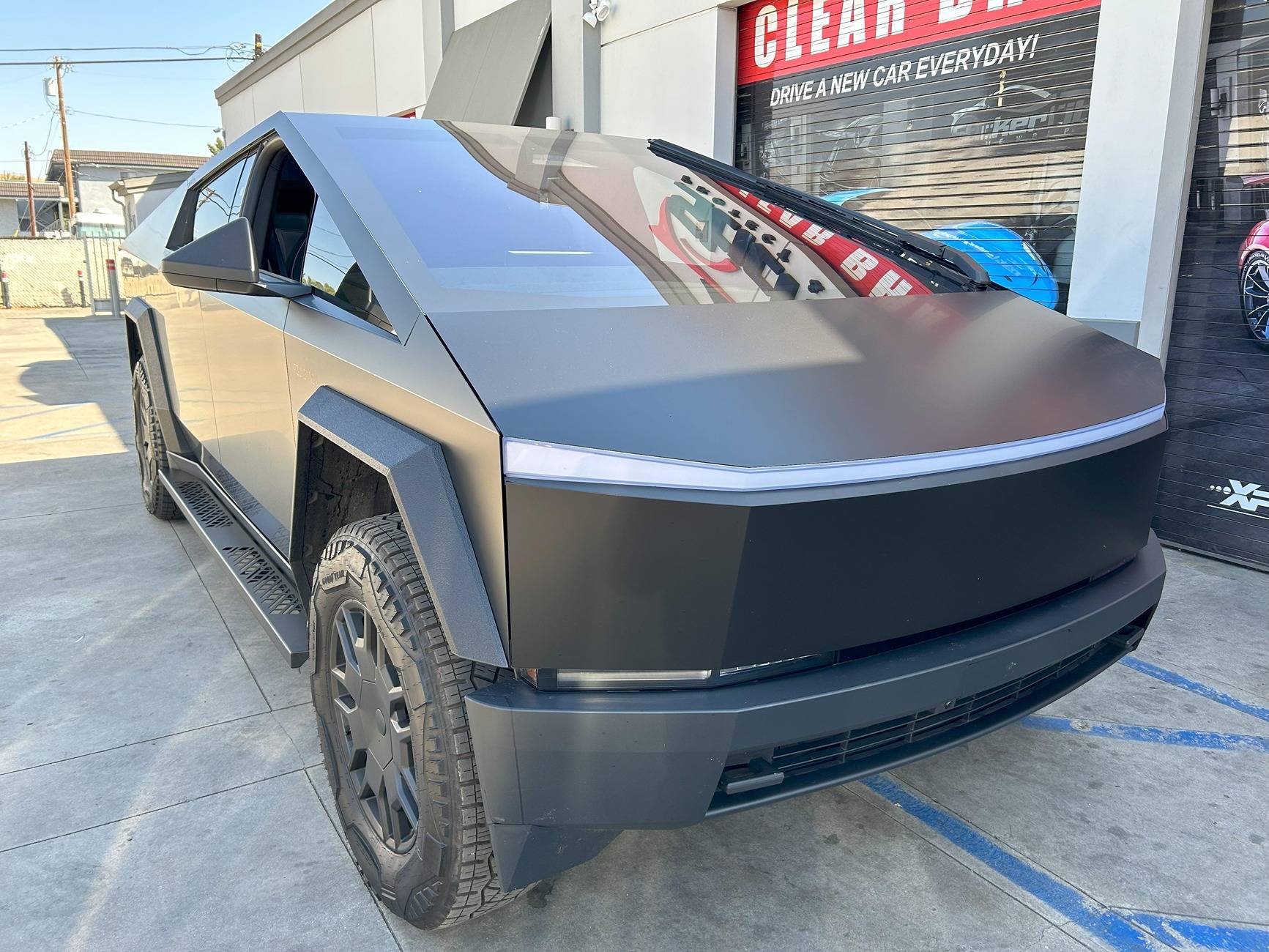 Tesla Cybertruck 🖤🖤BATmobile? Satin Black with Running Boards 🖤🖤 Cybertruck Satin matte black with running boards stickercity SLiPLO STEProtect step stands acc...JPG