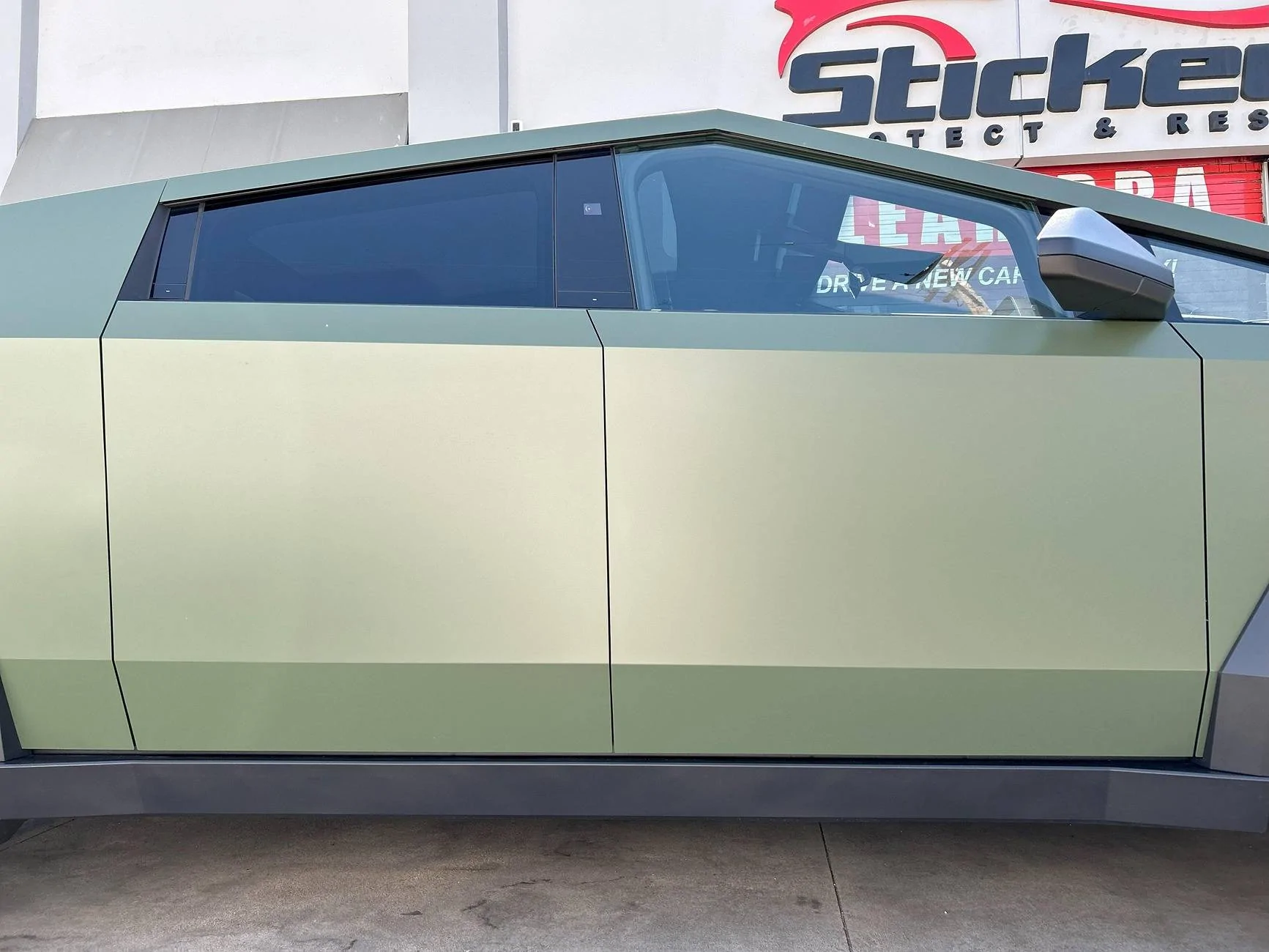 Tesla Cybertruck 🚀 Showcase: Satin Military Green PPF Wrap on a Cybertruck 🛡️✨ Cybertruck Stickecity Matte Military Olive Green Satin PPF protection Los Angeles (2)