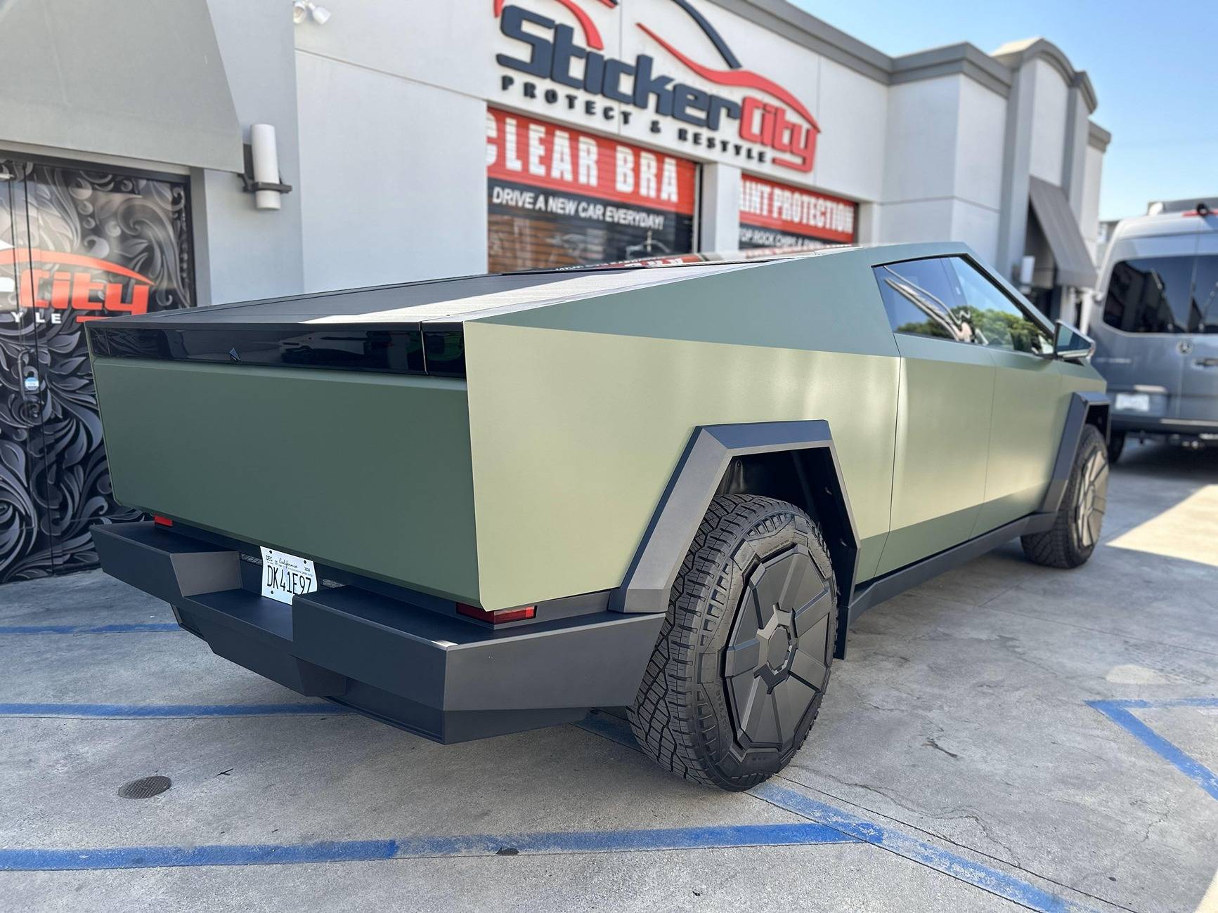 Tesla Cybertruck 🚀 Showcase: Satin Military Green PPF Wrap on a Cybertruck 🛡️✨ Cybertruck Stickecity Matte Military Olive Green Satin PPF protection Los Angeles (6).JPG