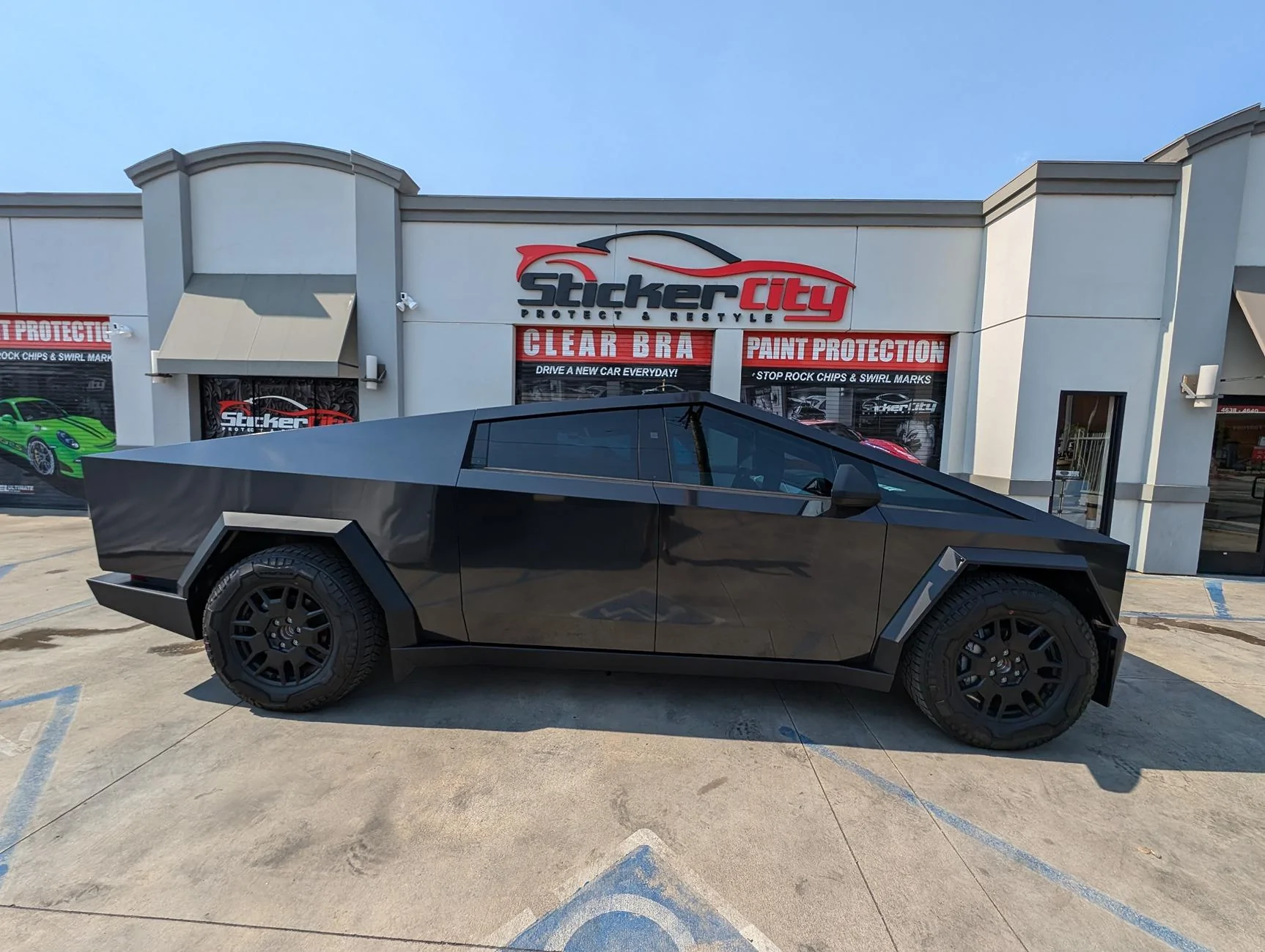 Tesla Cybertruck Stickercity Offers $300 Discount for All Forum Members for Colored PPF Wrap in Los Angeles Cybertruck wraps paint protection film ppf vinyl color change satin black liquid silver stick