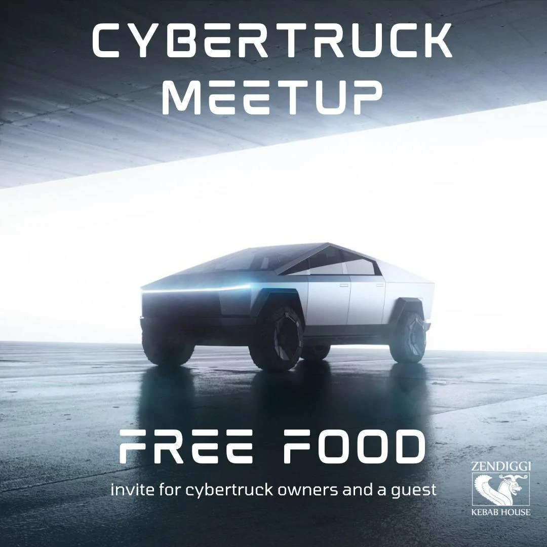 Tesla Roadster 2nd gen North Jersey (Closter) Meetup /Cybertruck Flash mob at Our Restaurant Cybertruk Meetu