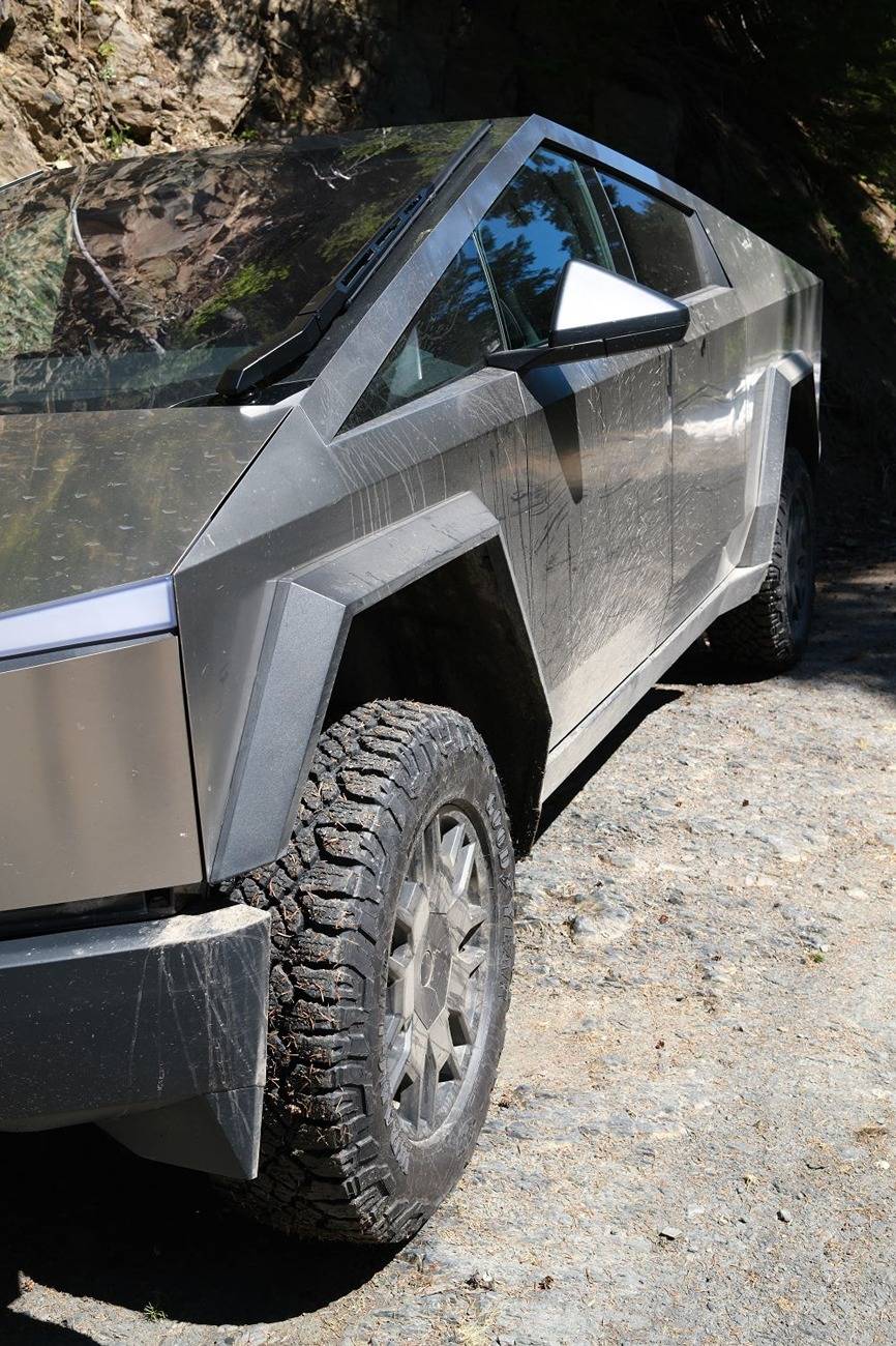 Tesla Cybertruck My Cybertruck finally got stuck. Self extracted with manual ratcheting winch (AKA come-along) DSCF0918adsm.JPG