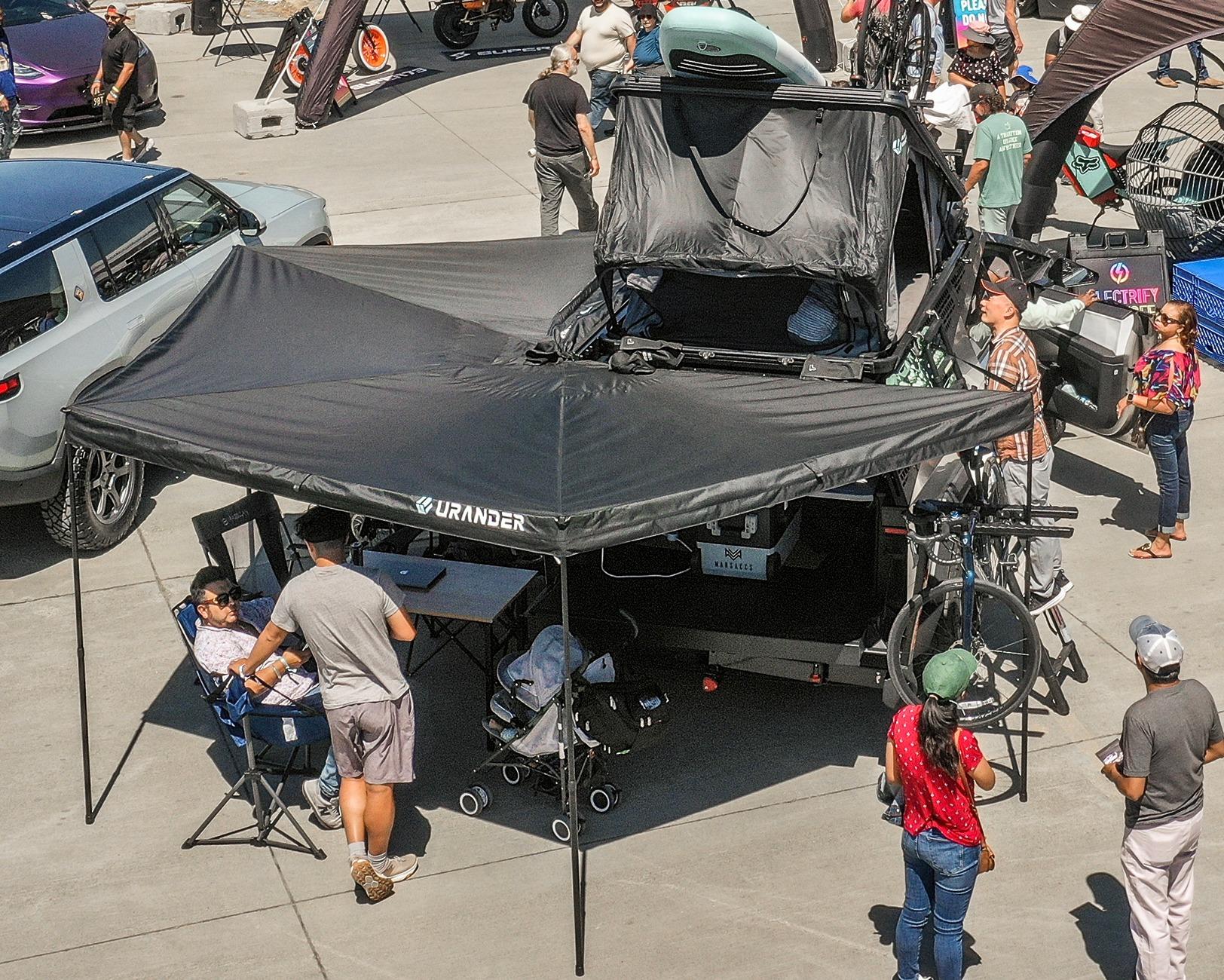 Tesla Cybertruck Excited to share Urander V2 Rack Kit and 270° Awning -- unveiled @ Electrify Expo SF! ElecExpo-1-6