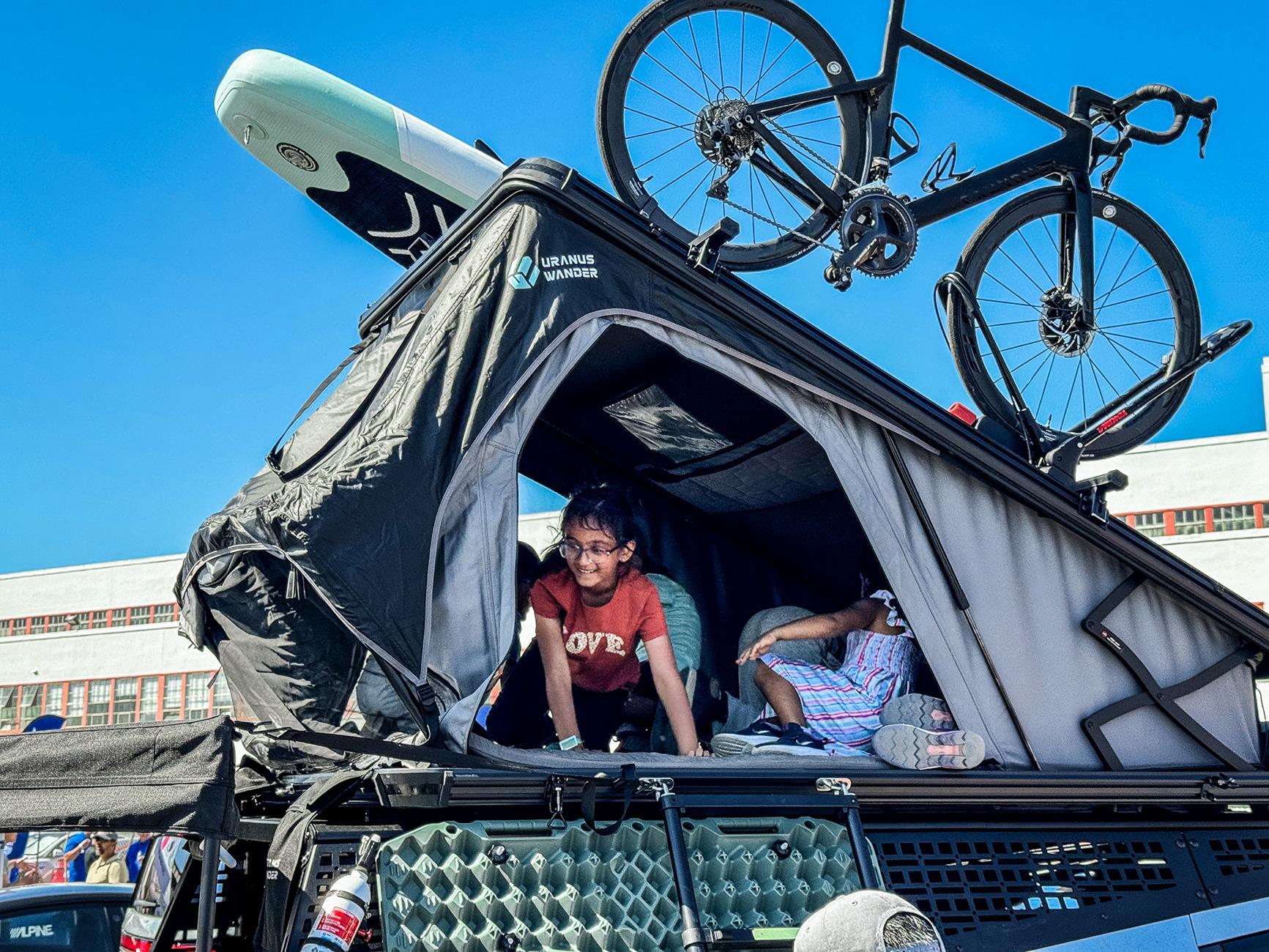 Tesla Cybertruck Excited to share Urander V2 Rack Kit and 270° Awning -- unveiled @ Electrify Expo SF! ElecExpo-4-2