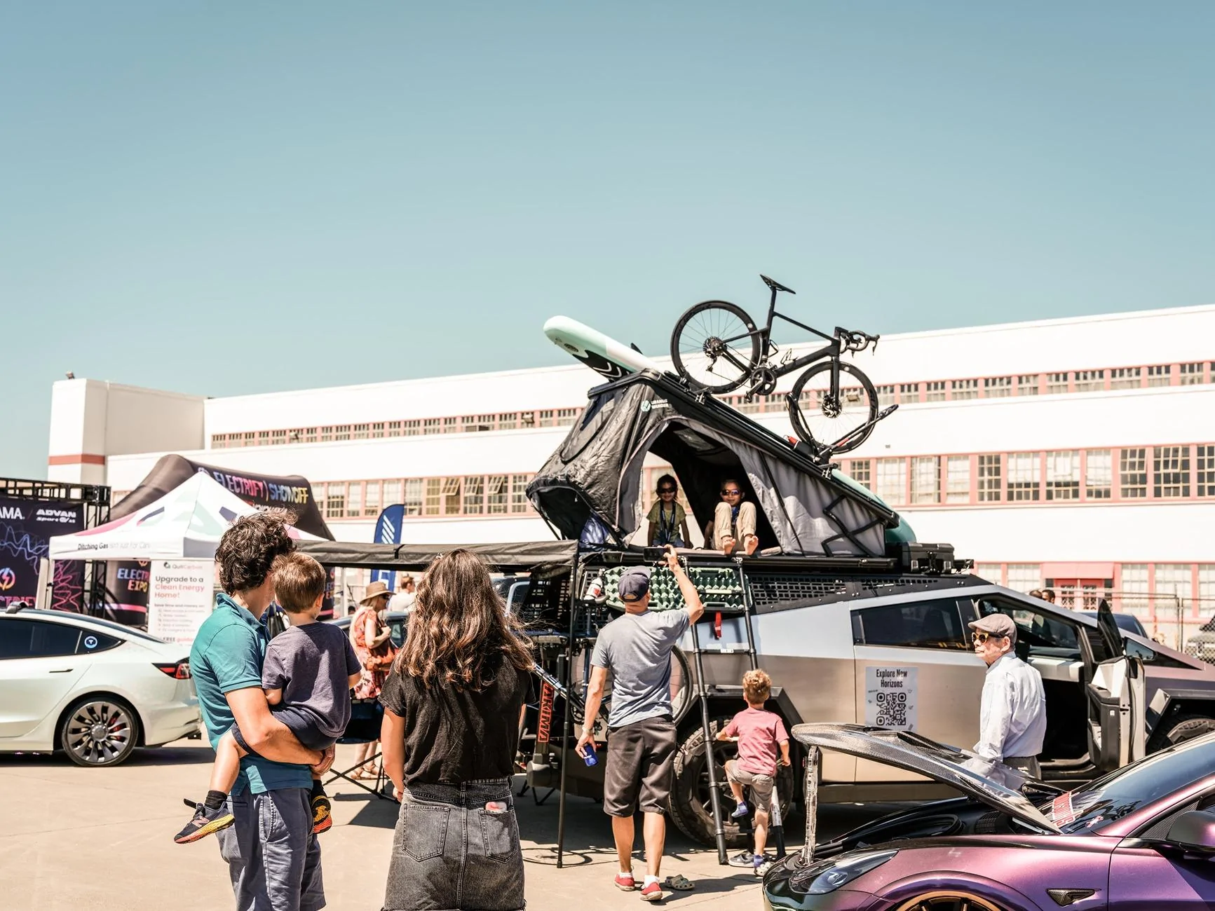 Tesla Cybertruck Excited to share Urander V2 Rack Kit and 270° Awning -- unveiled @ Electrify Expo SF! ElecExpo-4