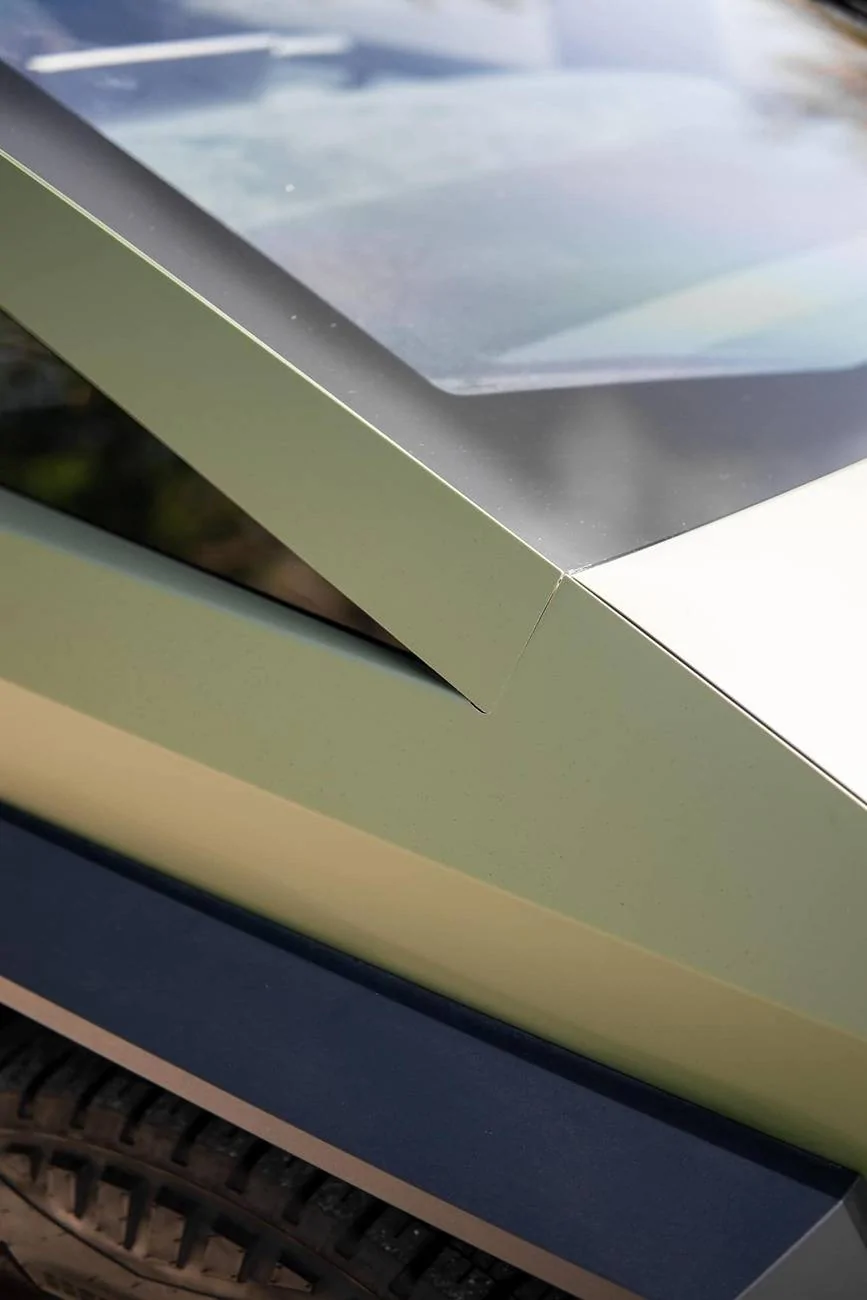 Tesla Cybertruck GREEN Vinyl Wrap & PPF Cybertruck -- Photos & Videos Frozen Matte Army Green Wrap (Inozeteks PPF) on Cybertruck Cyberbeast 3