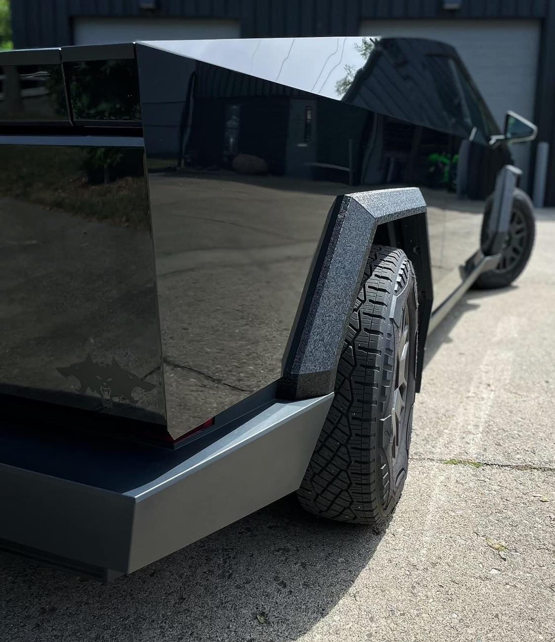 Tesla Cybertruck BLACK Vinyl Wrap & PPF Cybertruck -- Photos & Videos Gloss Black Wrap + Damascus pattern vinyl  3