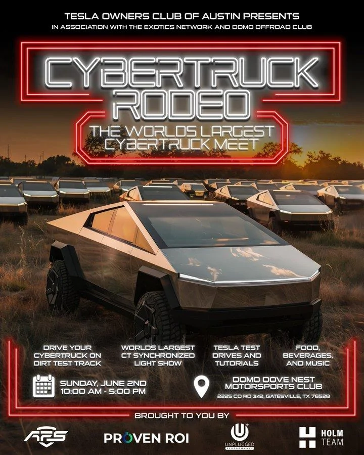 Tesla Cybertruck Cybertruck Rodeo - Worlds Largest Cybertruck Meet Up DOMO Dove Nest Motorsports Club Gatesville, TX GNjb_0DXcAAnKFa