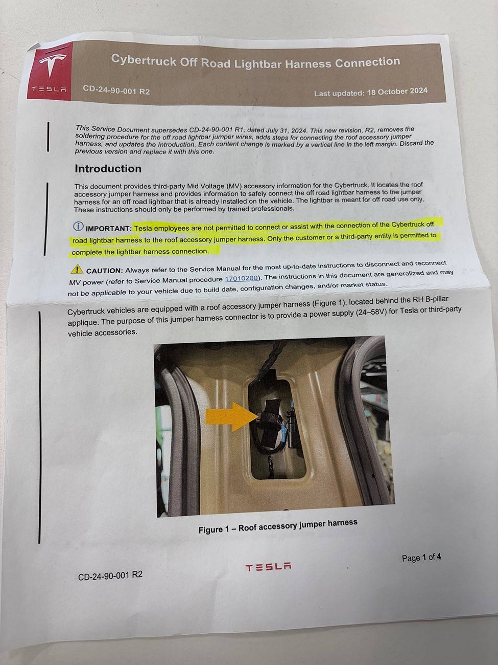 Tesla Roadster 2nd gen PSA - New Service Procedure for installing OEM Lightbar on Cybertruck image