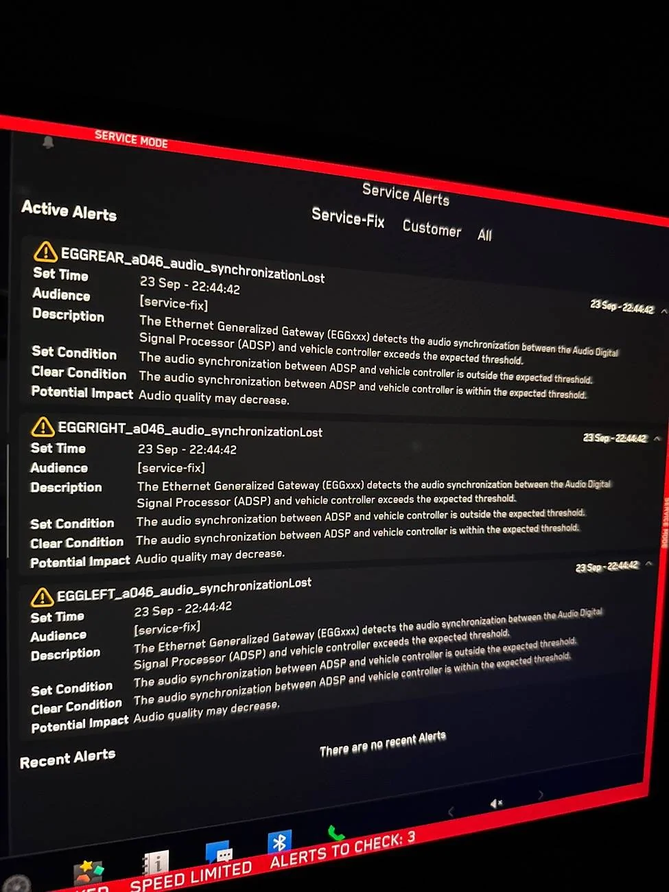 Tesla Roadster 2nd gen Error Message after Autopark Update - Audio System Unavailable imag