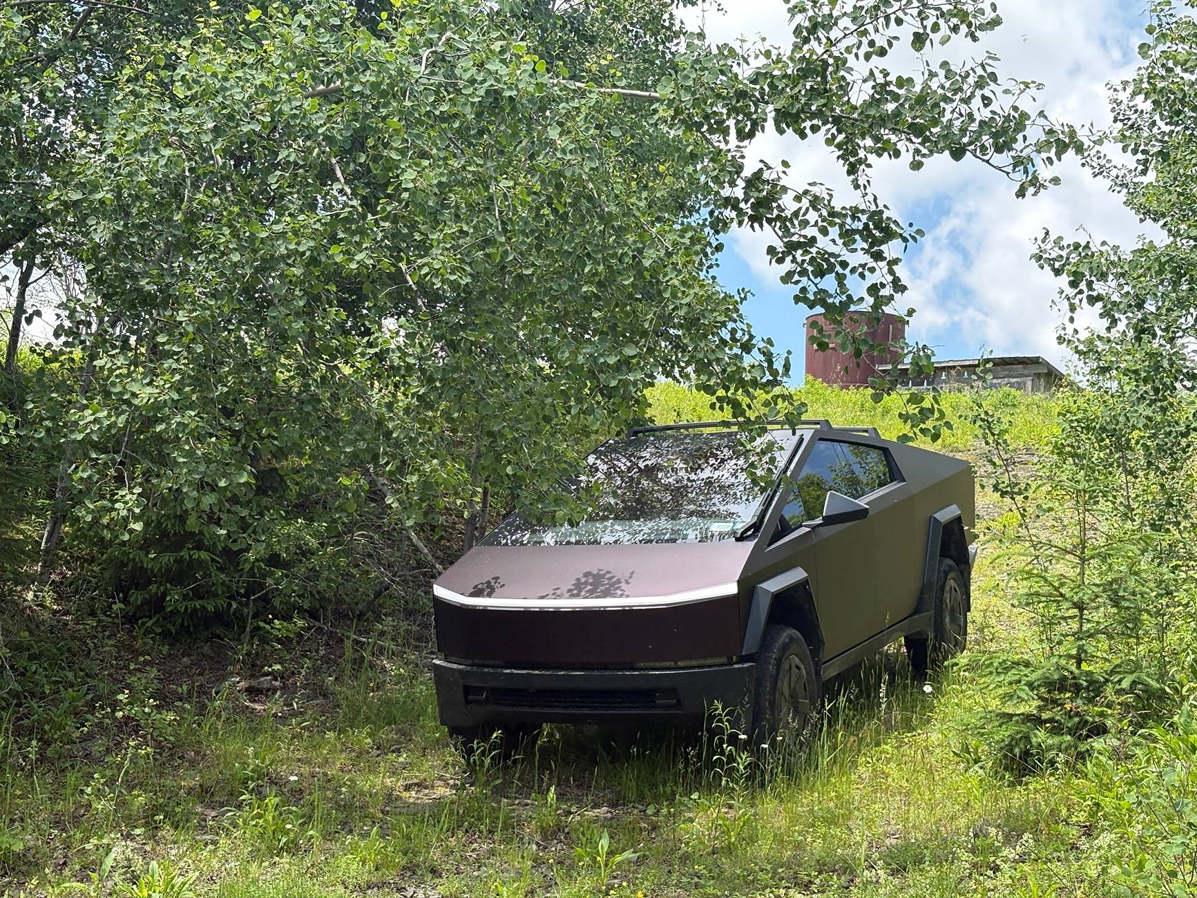 Tesla Cybertruck TWRAPS Satin Black Magic Purple PPF wrap image2