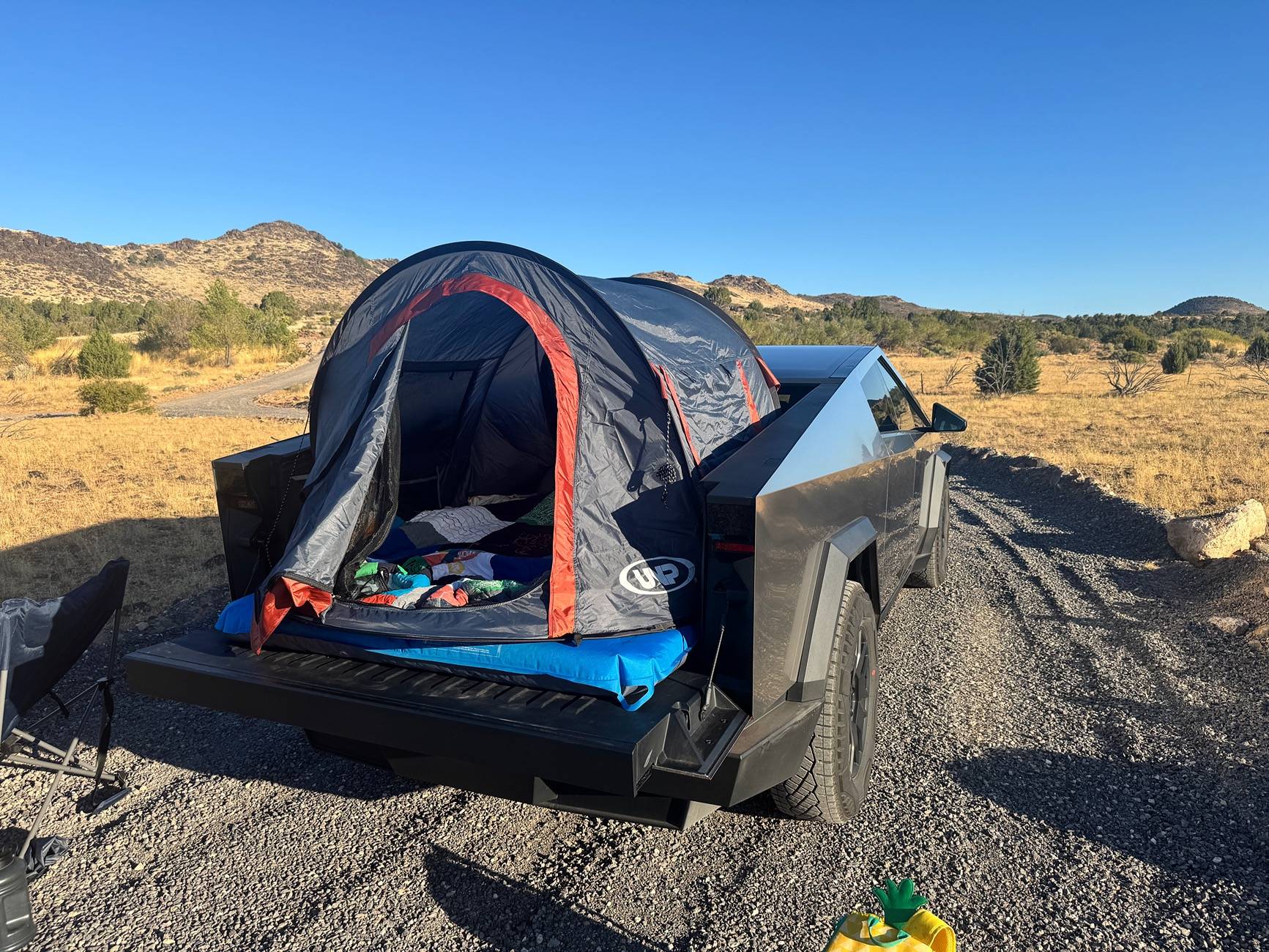 Tesla Roadster 2nd gen Camping Tent + Mattress Setup While I Wait IMG_0004