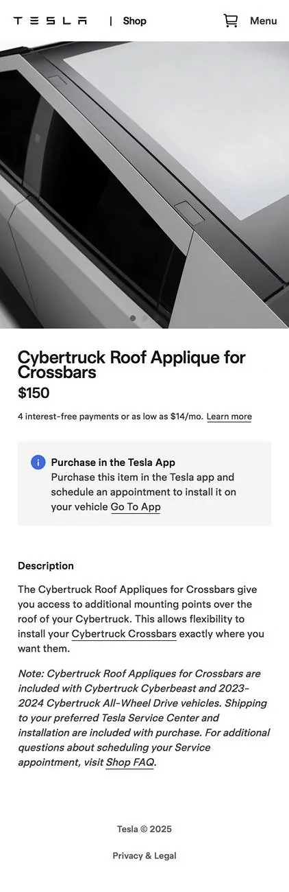 Tesla Roadster 2nd gen Roof Applique now available for $150 in the Tesla Shop IMG_0045