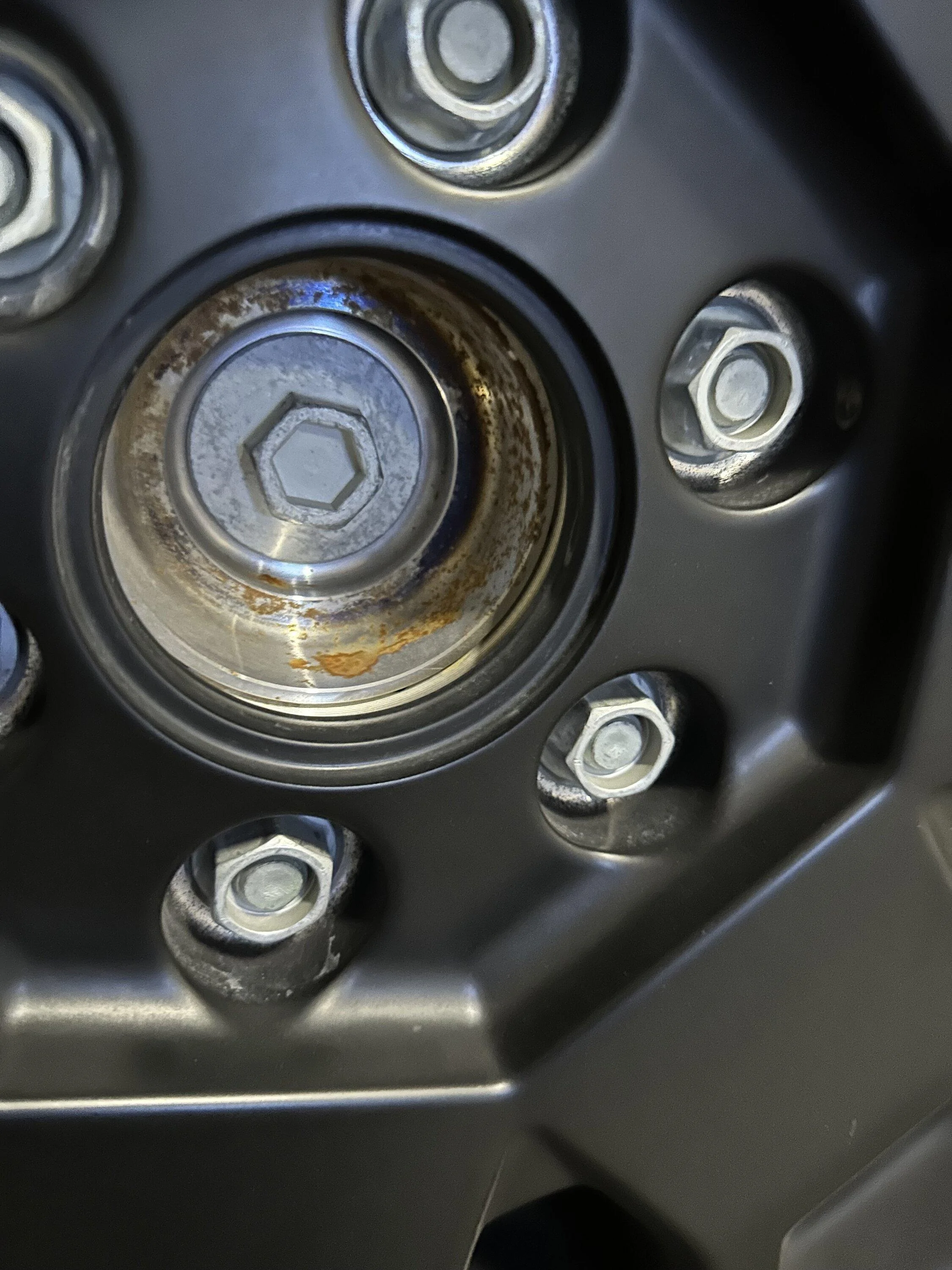 Tesla Roadster 2nd gen Rust spots on the wheel hubs IMG_0195