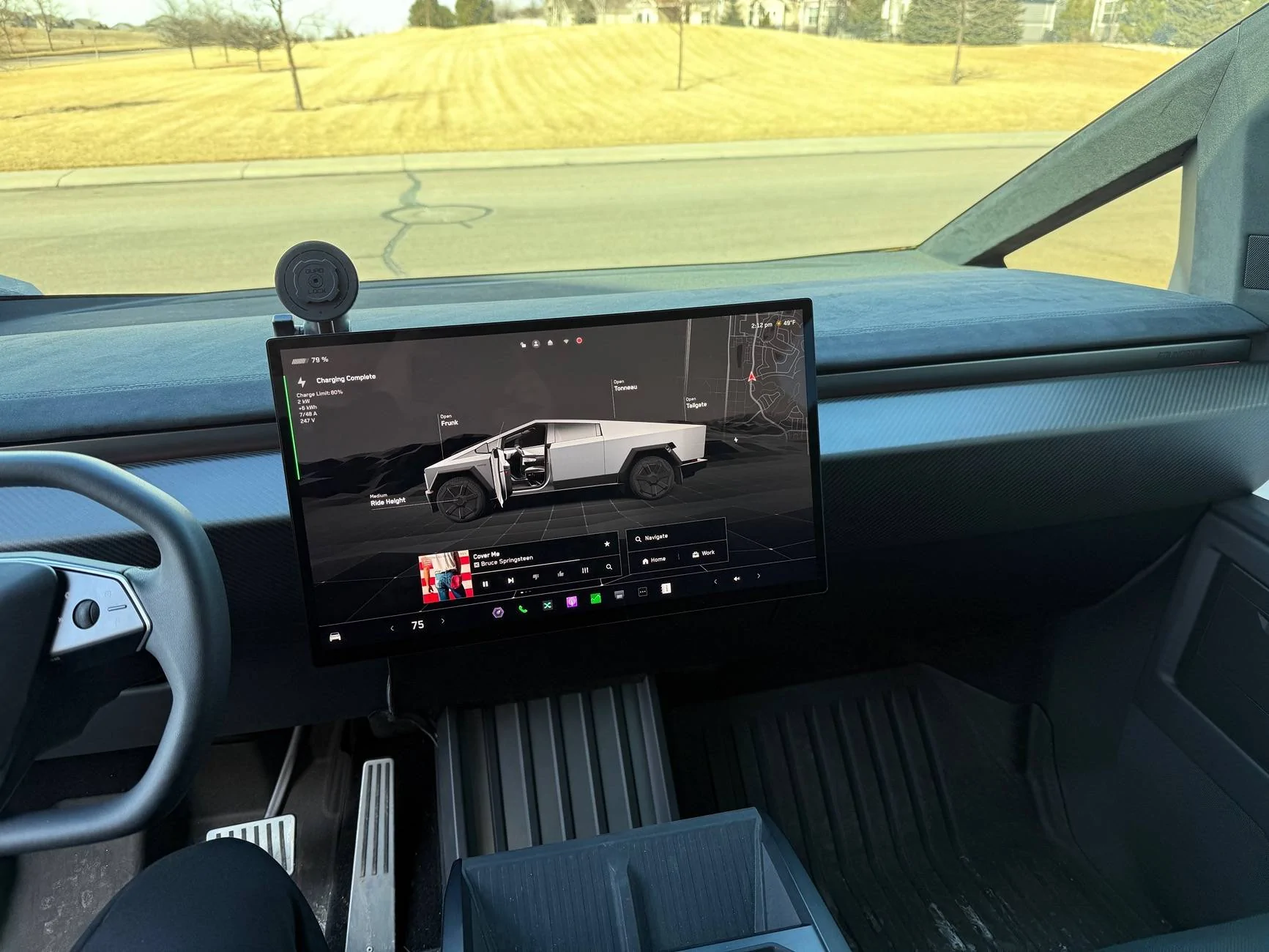 Tesla Roadster 2nd gen RPM Tesla Matte Carbon Fiber Lower Dash installed IMG_0221