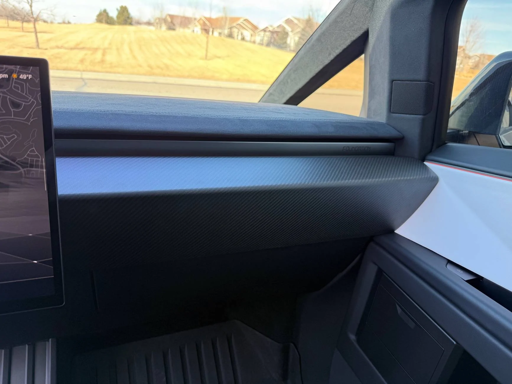 Tesla Roadster 2nd gen RPM Tesla Matte Carbon Fiber Lower Dash installed IMG_0223