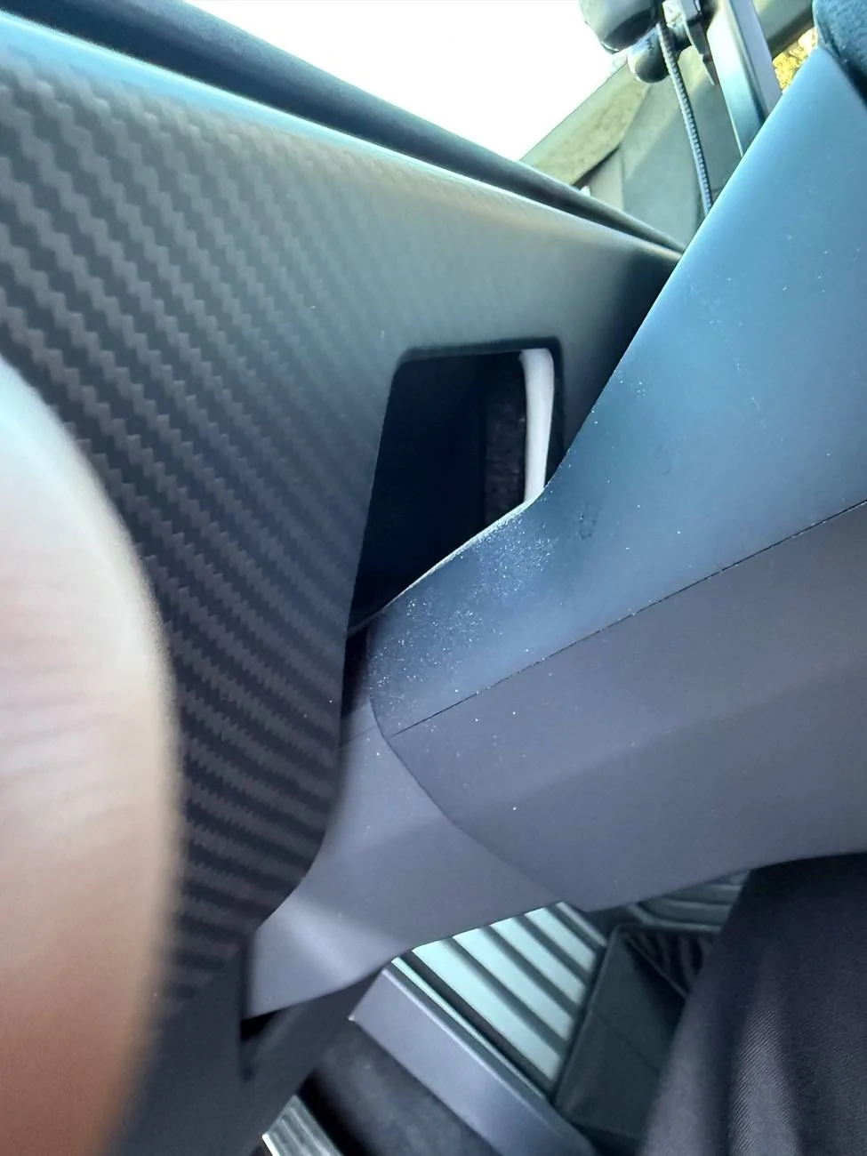 Tesla Roadster 2nd gen RPM Tesla Matte Carbon Fiber Lower Dash installed IMG_0226