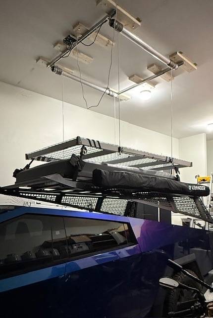 Tesla Cybertruck Ceiling Lift Solutions for Bed Racks and Rooftop Tents IMG_0451