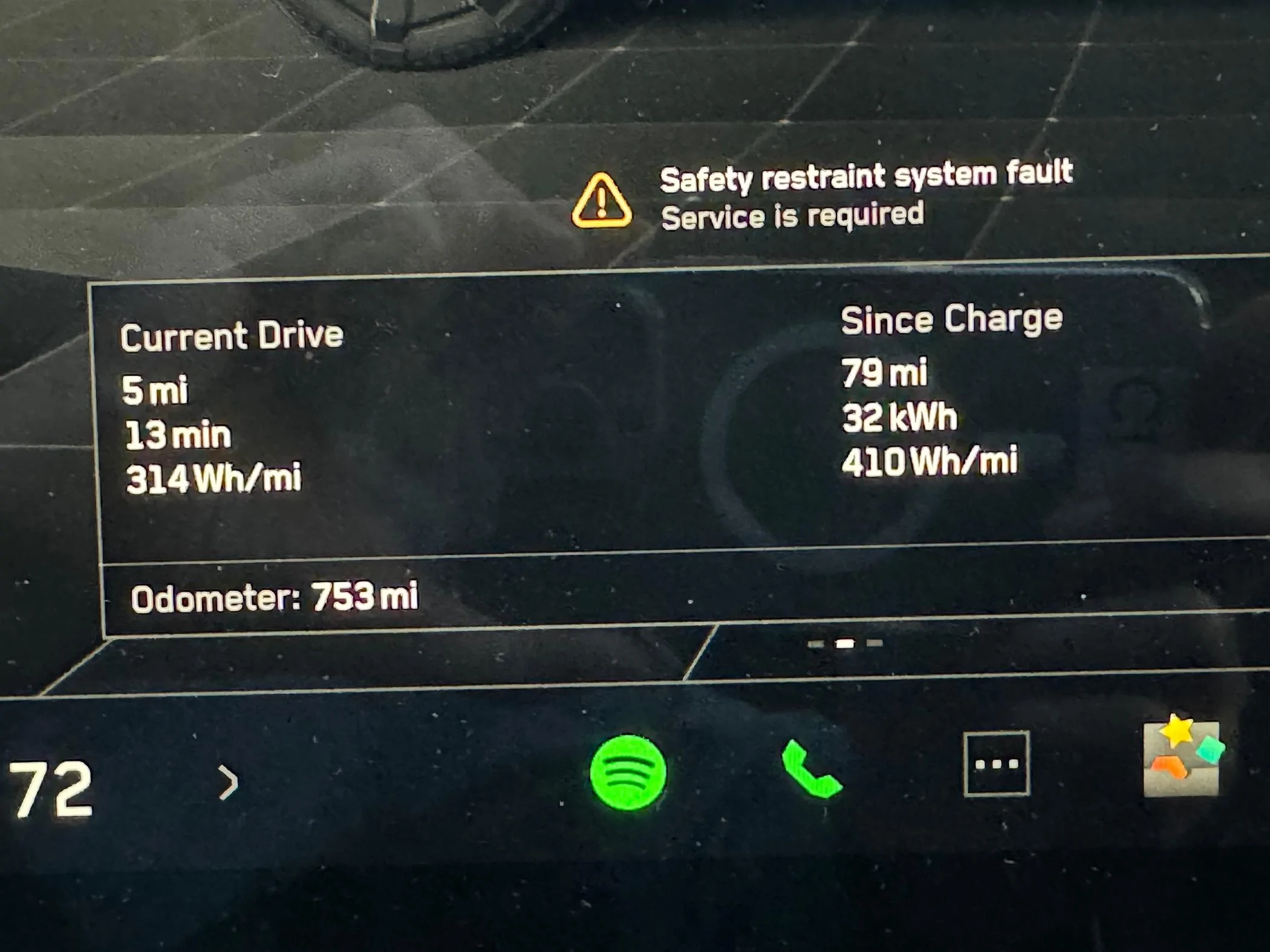 Tesla Roadster 2nd gen Safety restraint system fault IMG_0519