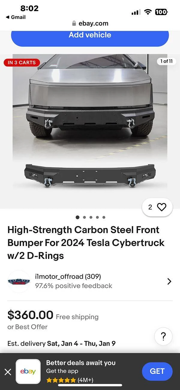 Tesla Roadster 2nd gen Lower Cost Bumper Option - Via Amazon IMG_0534