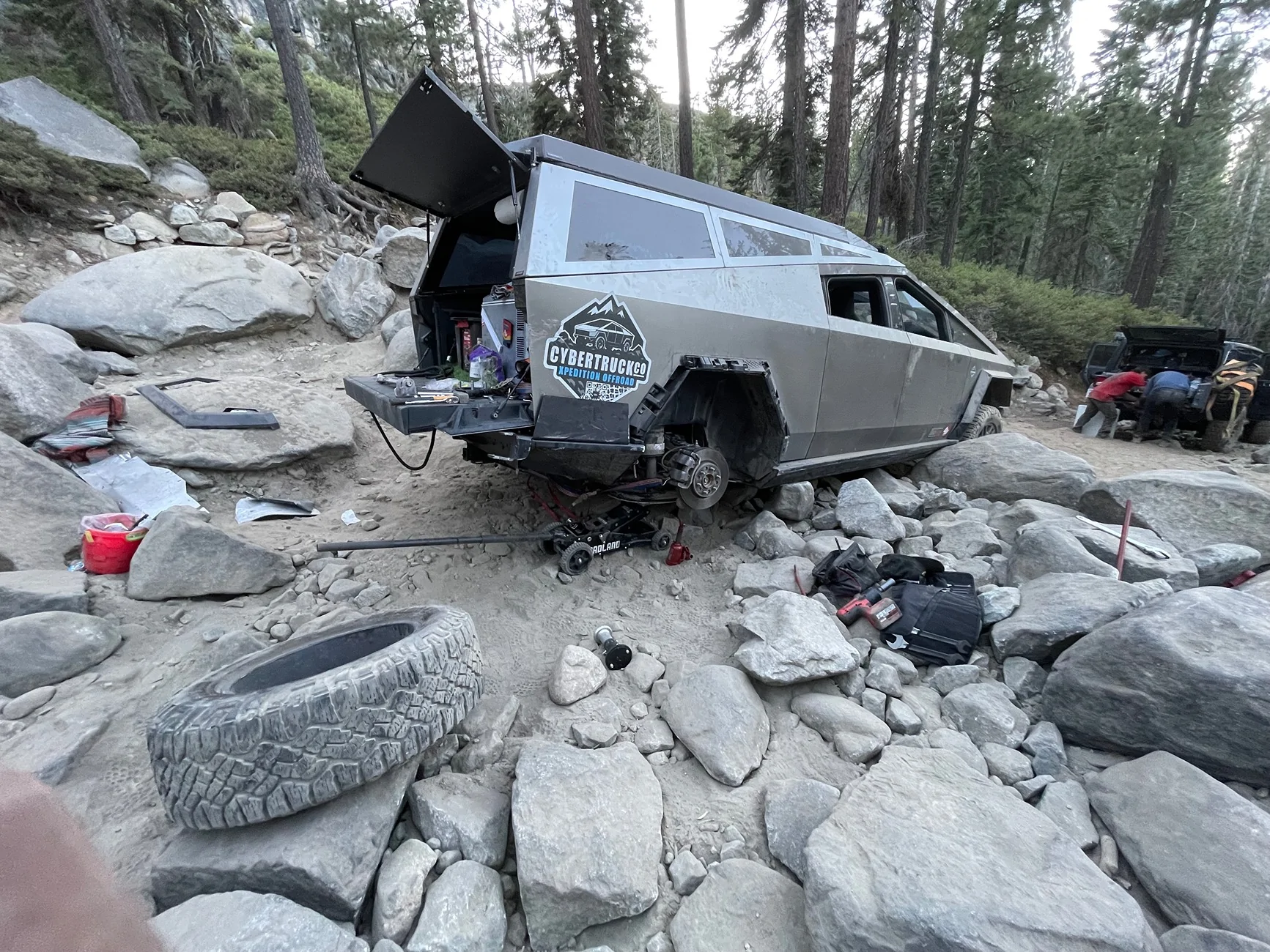 Tesla Roadster 2nd gen CYBERTRUCKco takes on the Rubicon! IMG_0548