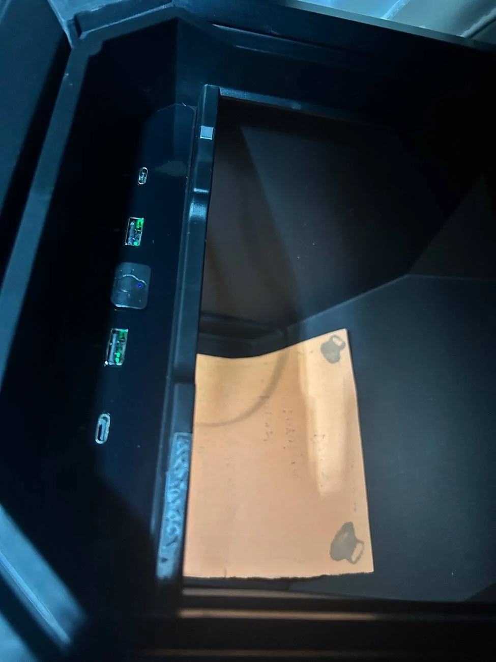 Tesla Roadster 2nd gen Front console powered storage IMG_0606