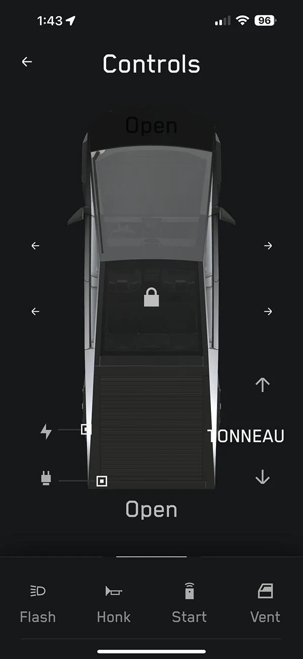 Tesla Roadster 2nd gen Open Doors Control now in Tesla app for Cybertruck with 2024.44.25.5 IMG_0652