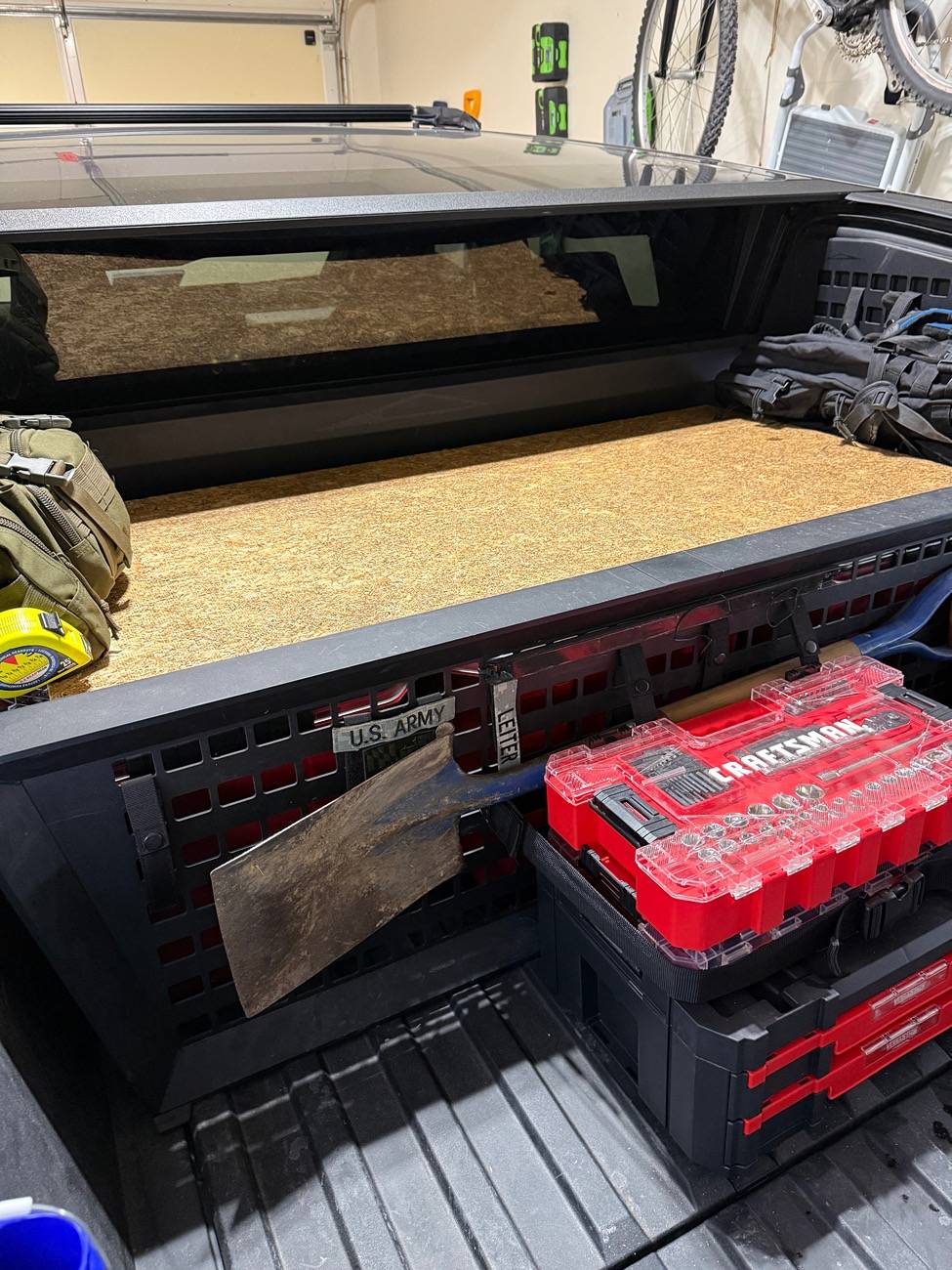 Tesla Roadster 2nd gen Aftermarket Bed Storage Bins -- Husky Heavy Duty Waterproof Stackable Plastic Storage Containers [Updated w/ photos vs. Tesla Vault Bins] IMG_1132
