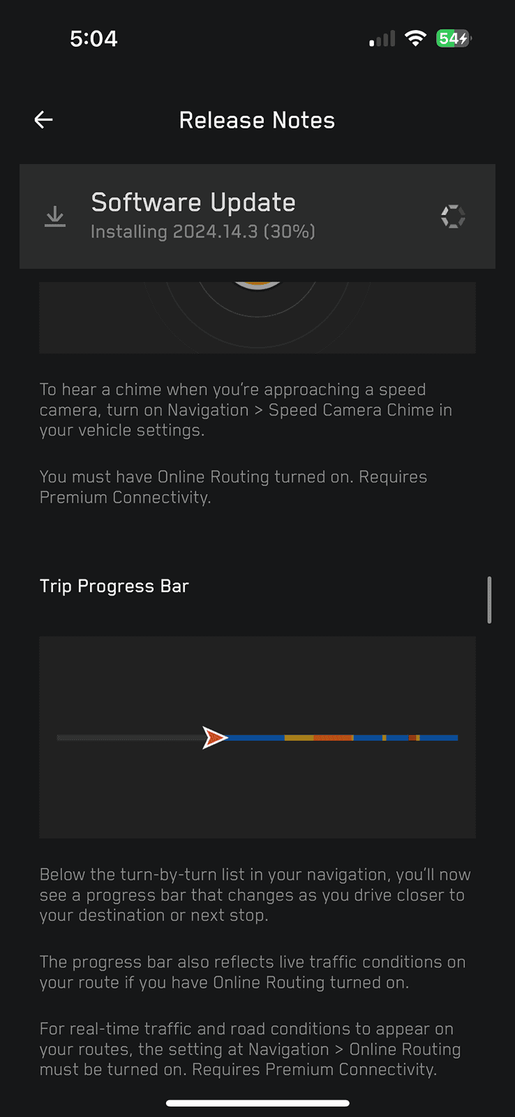 Tesla Roadster 2nd gen Has anyone received the 2024 Spring Software Update Release for their CT yet? IMG_1138